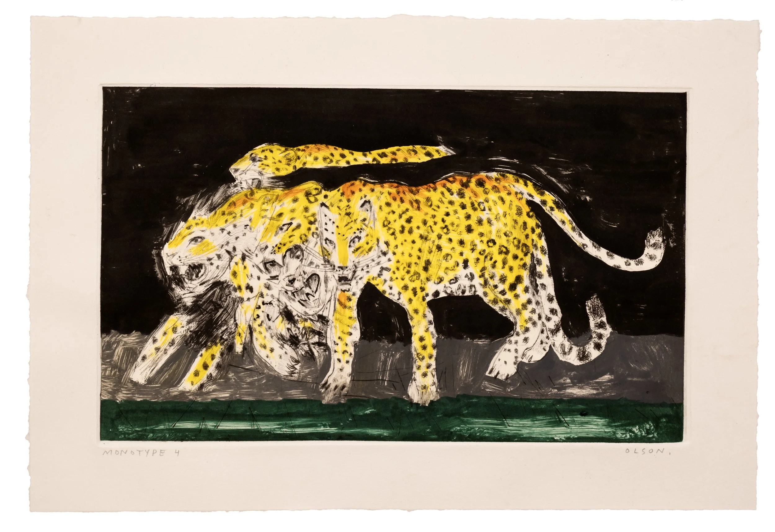   The Leopard 3  , 2026, monotype copper plate print on paper 
Paper size: 11.5 x 17 inches 
Image size: 8.25 x 13.75 inches 
$700