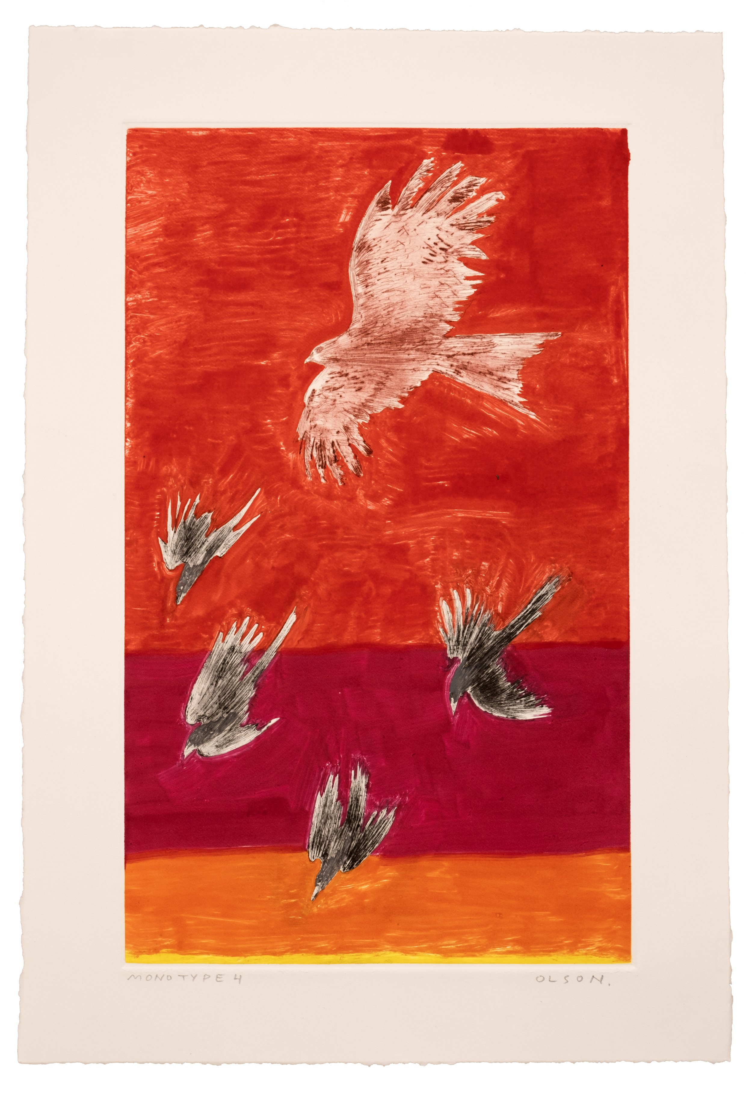   The Black Kite 4  , 2026, monotype copper plate print on paper 
Paper size: 17 x 11.5 inches 
Image size: 13.75 x 8.25 inches 
$700