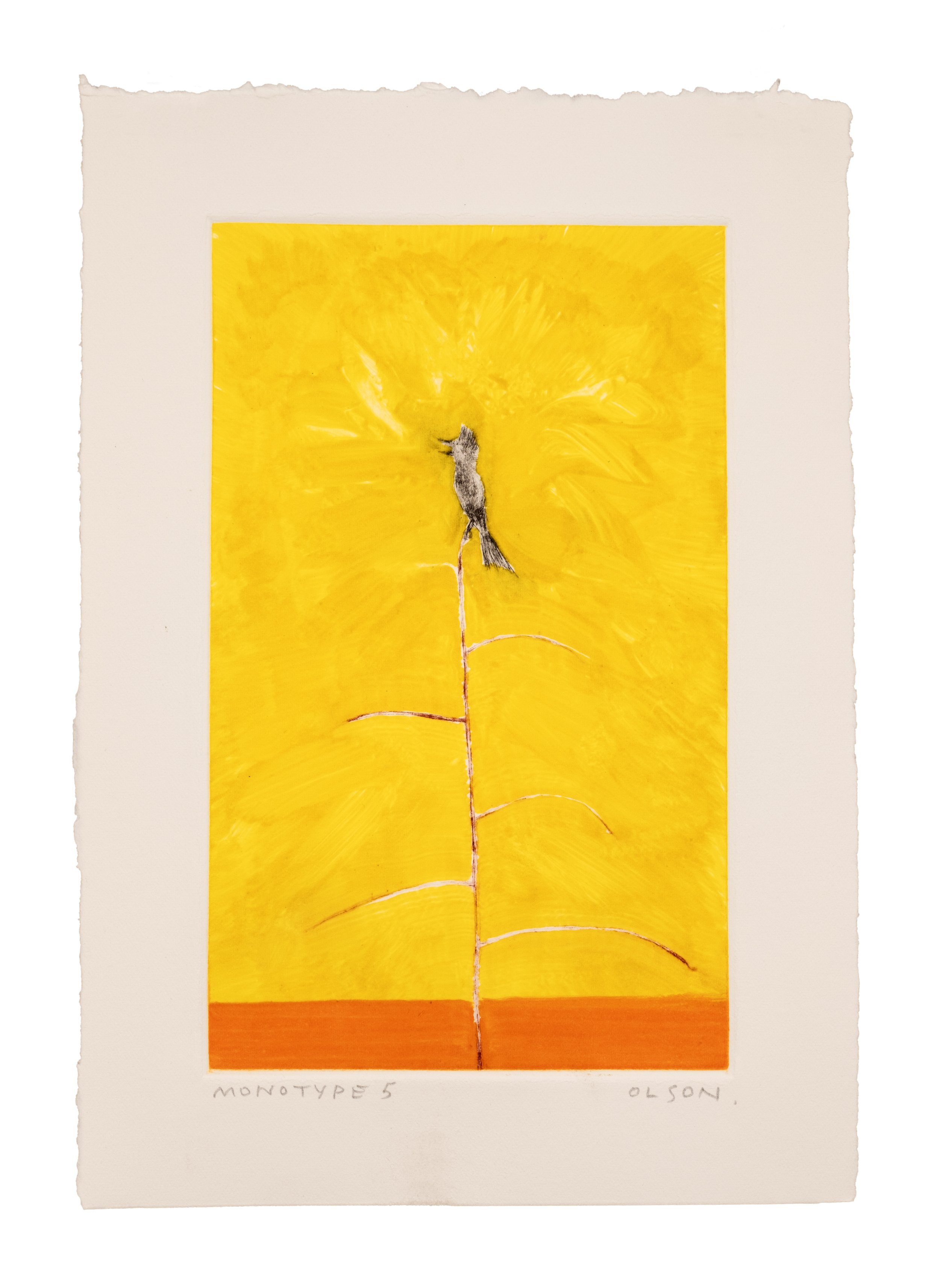   The Awaaz 5  , 2026, monotype copper plate print on paper 
Paper size: 9.75 x 6.75 inches 
Image size: 7.5 x 4.5 inches 
$500