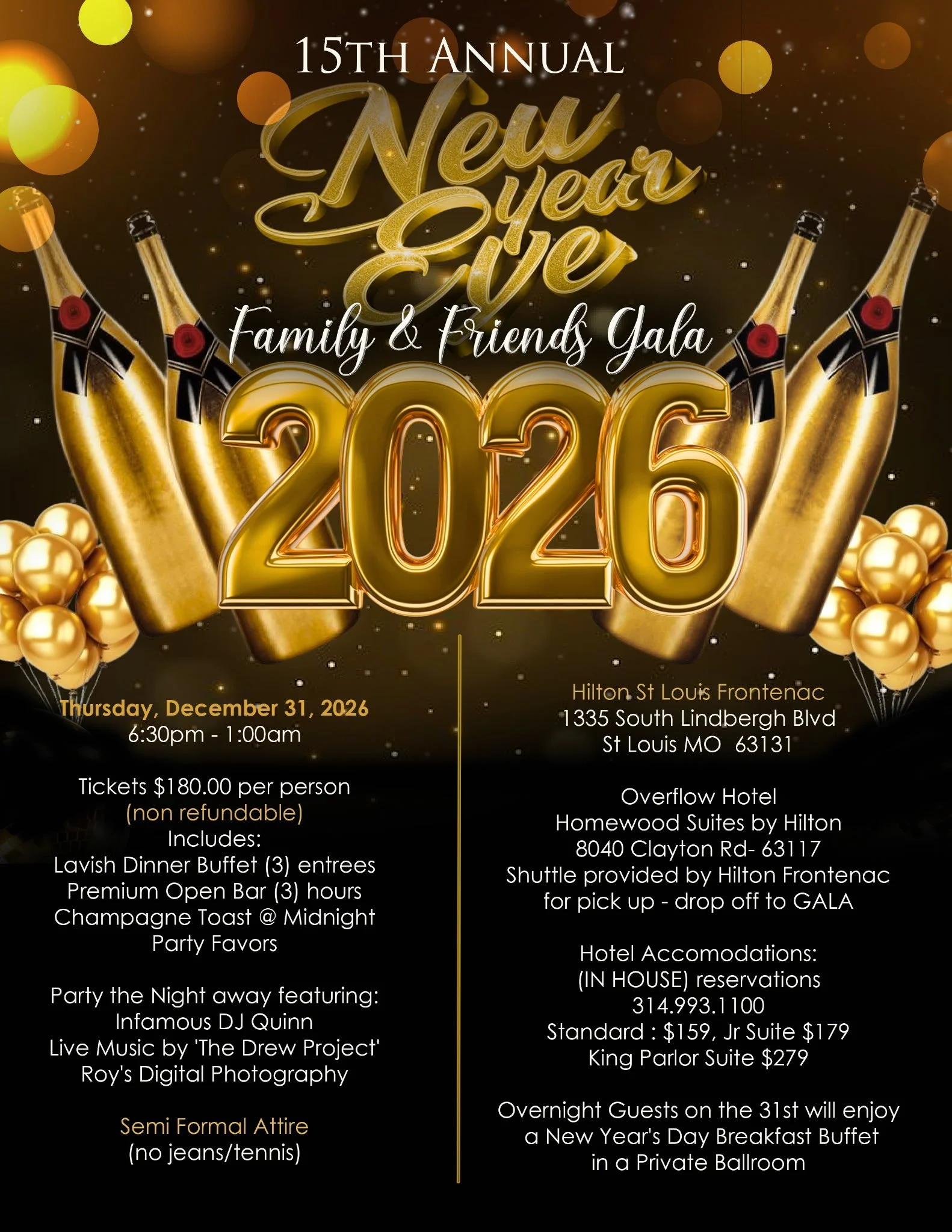 15th Annual New Year’s Eve Friends and Family Gala