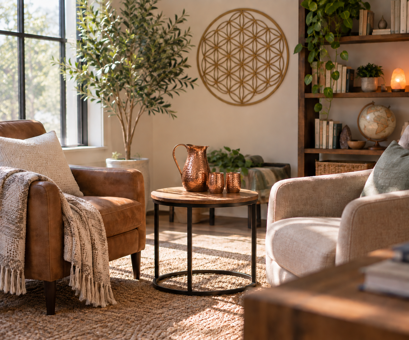 Warm counseling and coaching space representing Embody’s integrative mind-body approach.