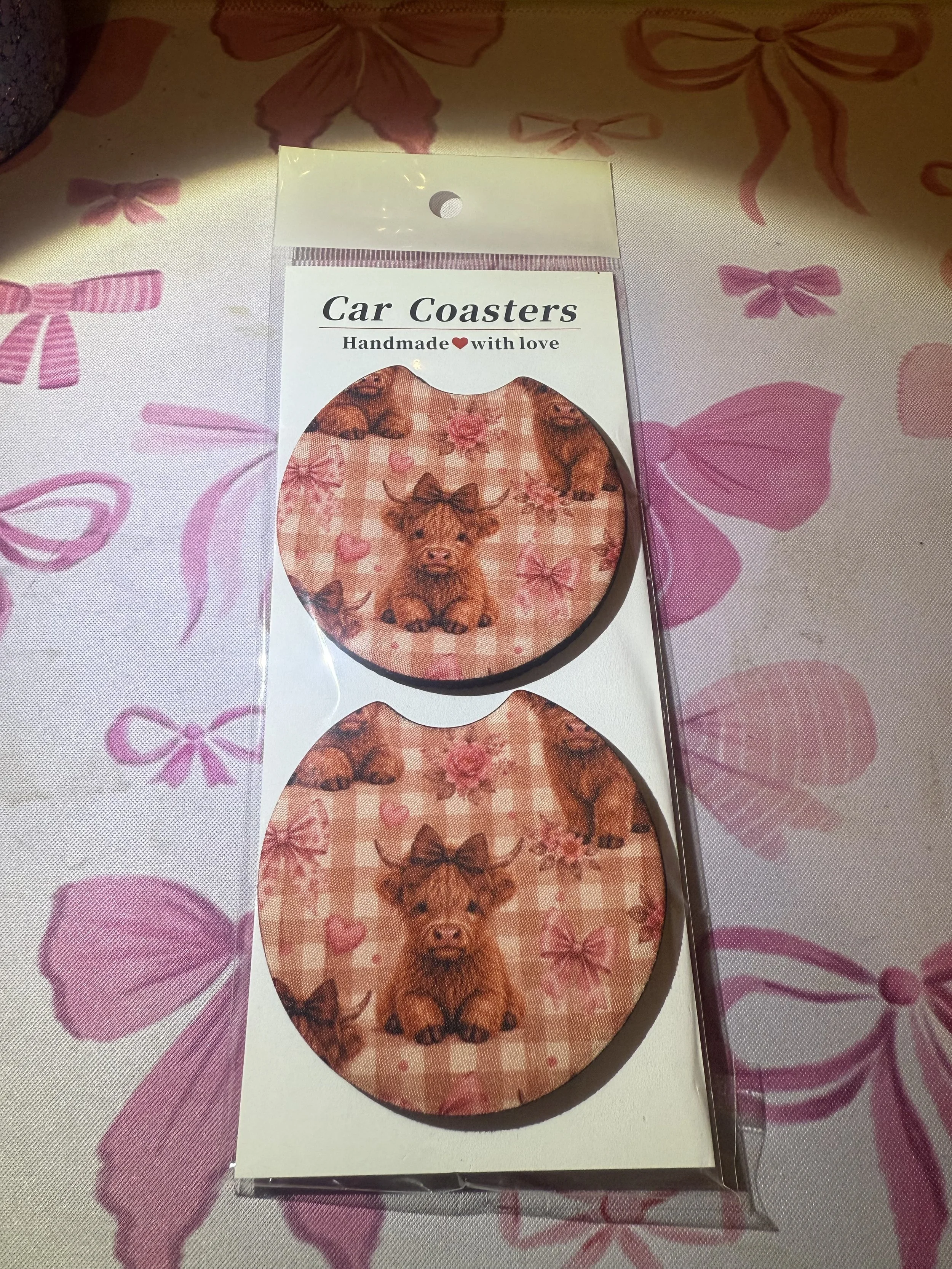 Pink cows car coaster