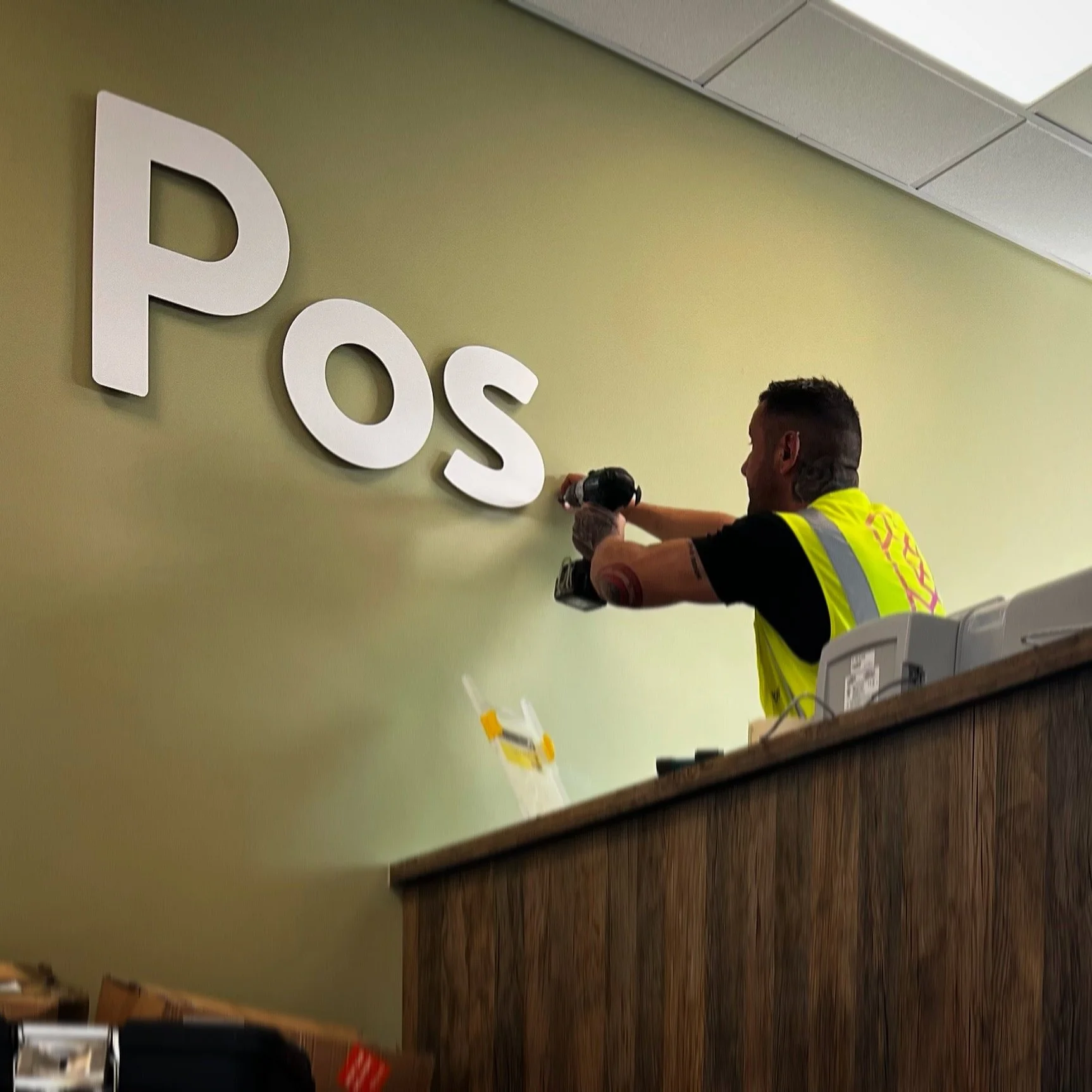 Simple Foamex letters, precision-cut to shape and mounted on press-fit fixings for a clean, professional finish. Adds a professional touch to any wall.