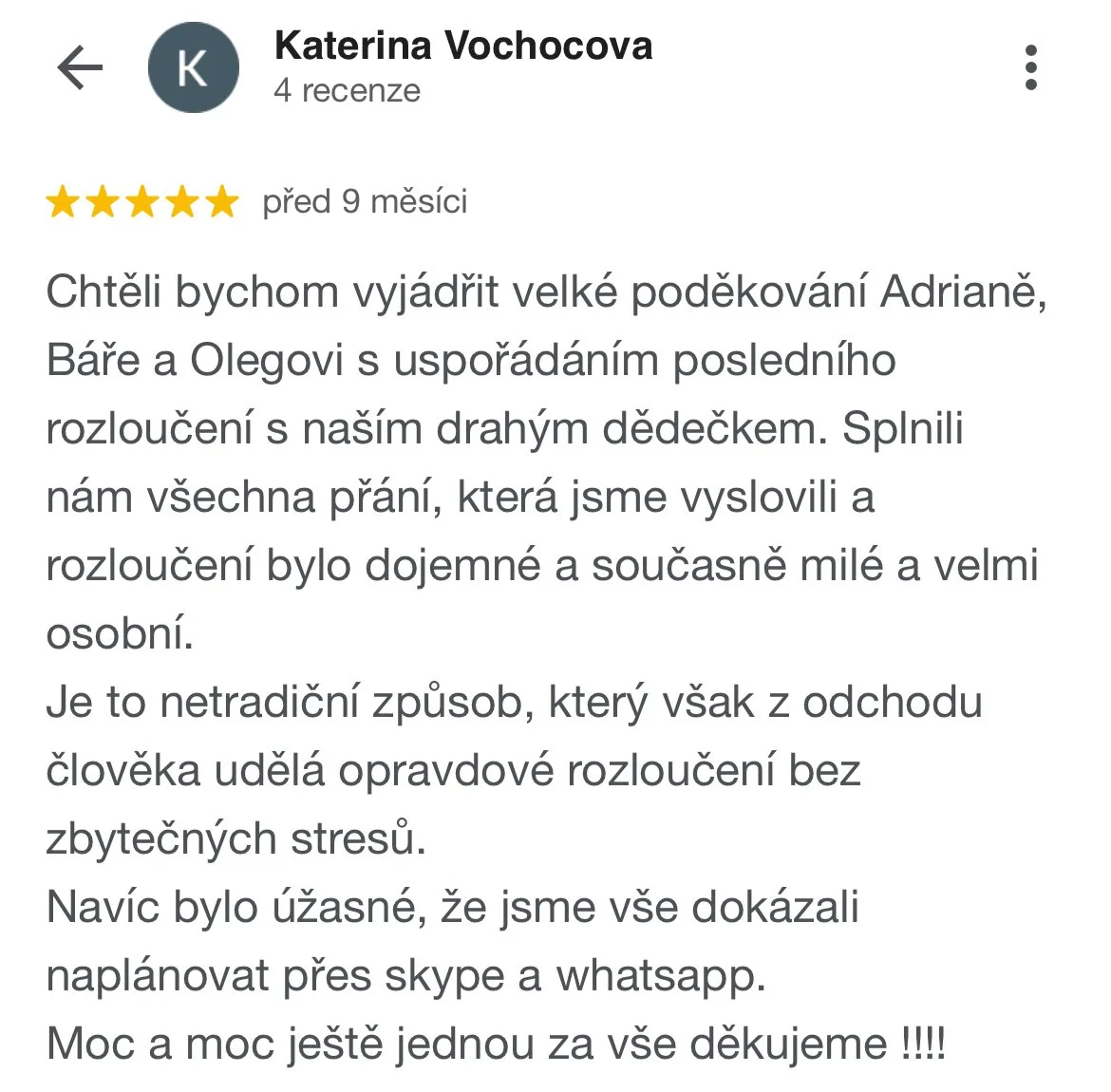 Pohřební průvodci - hodnocení, recenze Kateřina Vrcholová