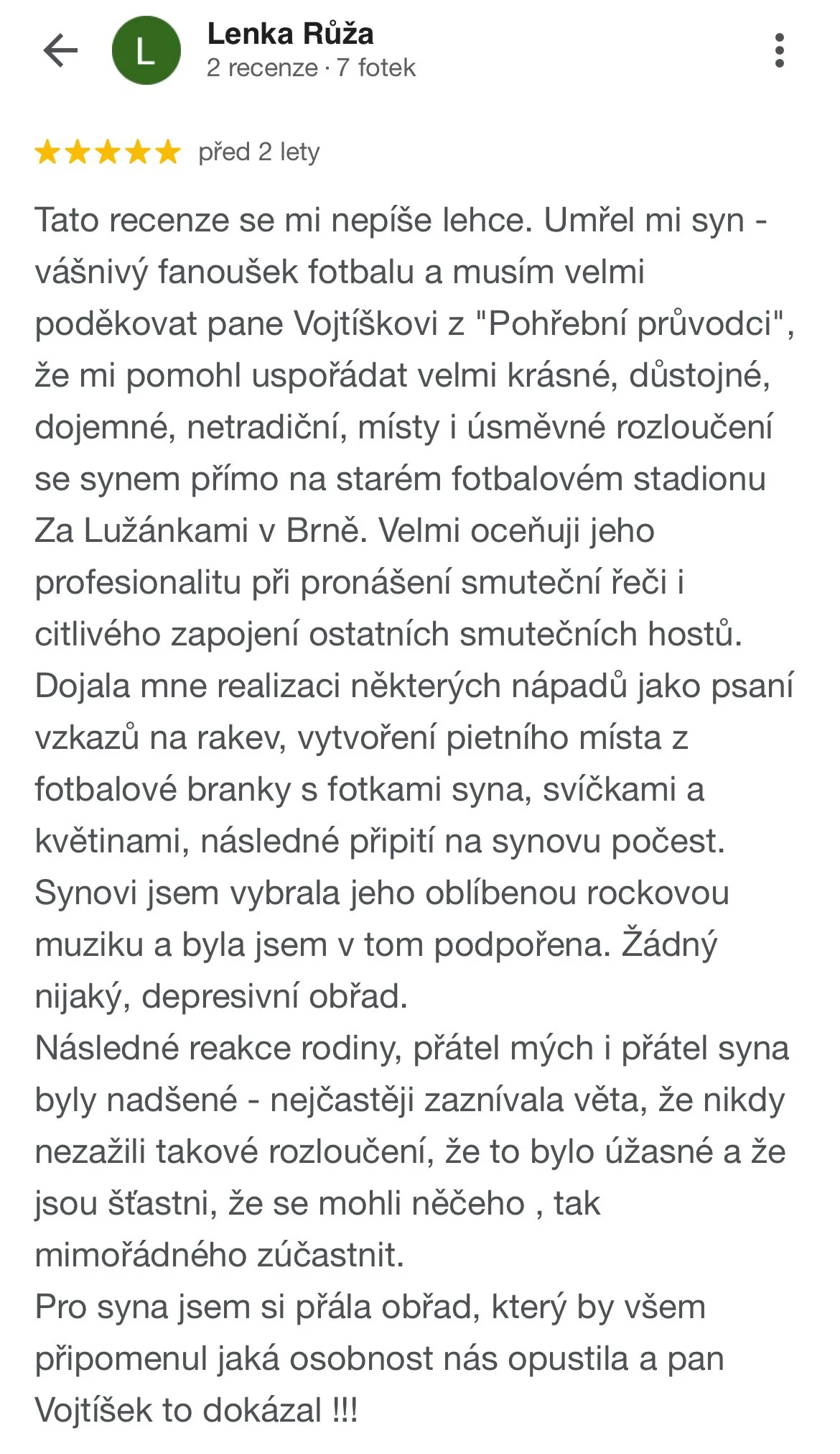 Recenze Pohřební průvodci Lenka