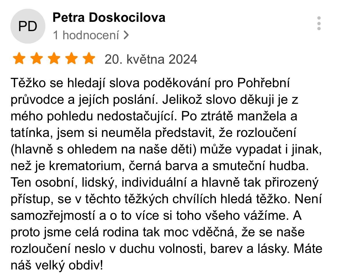 Pohřební průvodci - hodnocení, recenze Petry Doskočilové