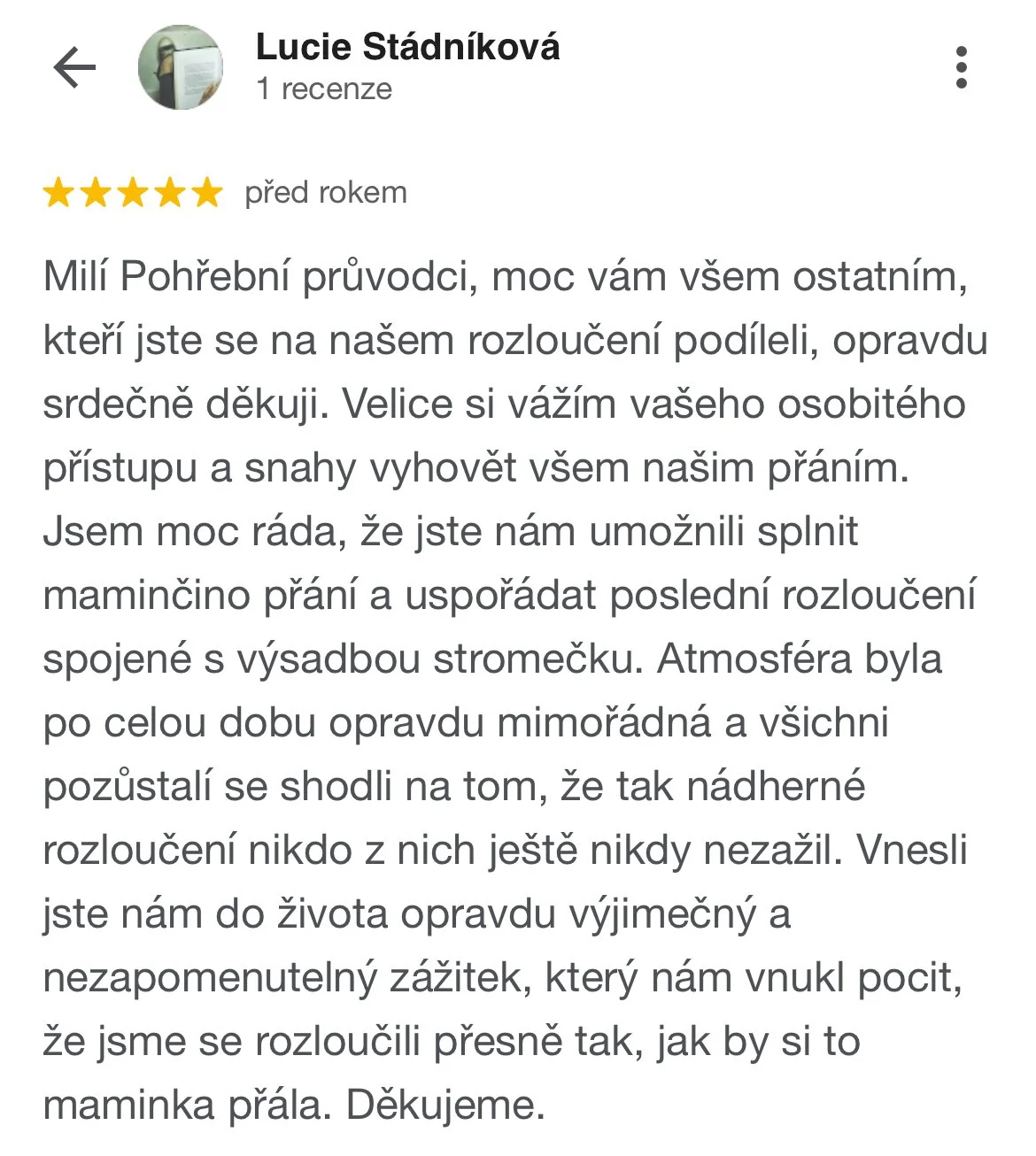 Pohřební průvodci - hodnocení, recenze Lucie Stádníková