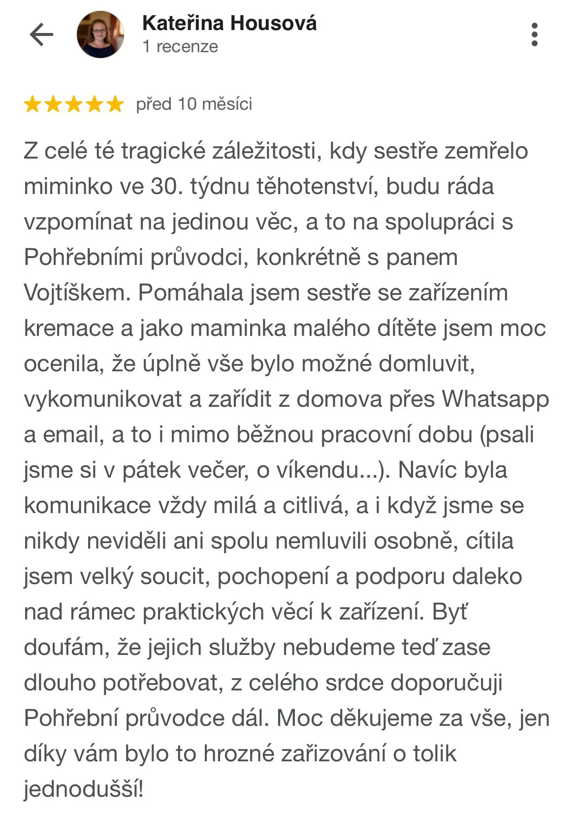 Pohřební průvodci - hodnocení, recenze Kateřina Housová