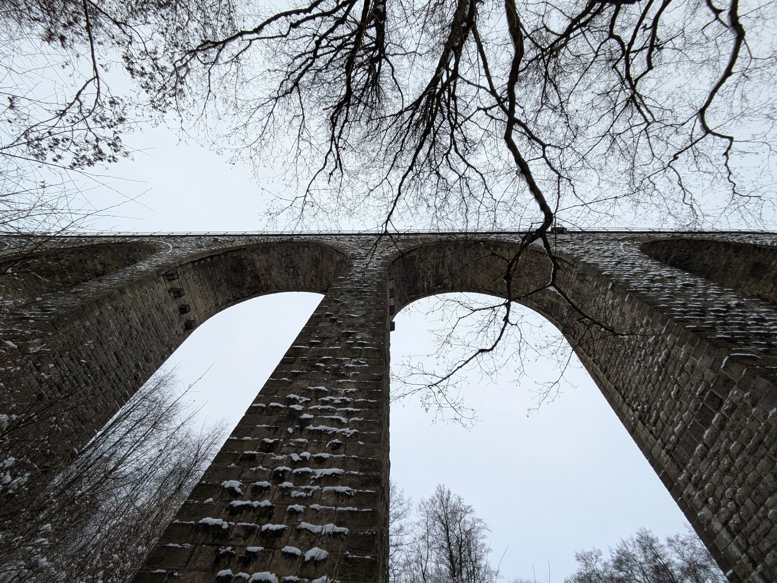 Lesní hřbitov Pohřebních průvodců Halštatské hradiště - viadukt v zimě