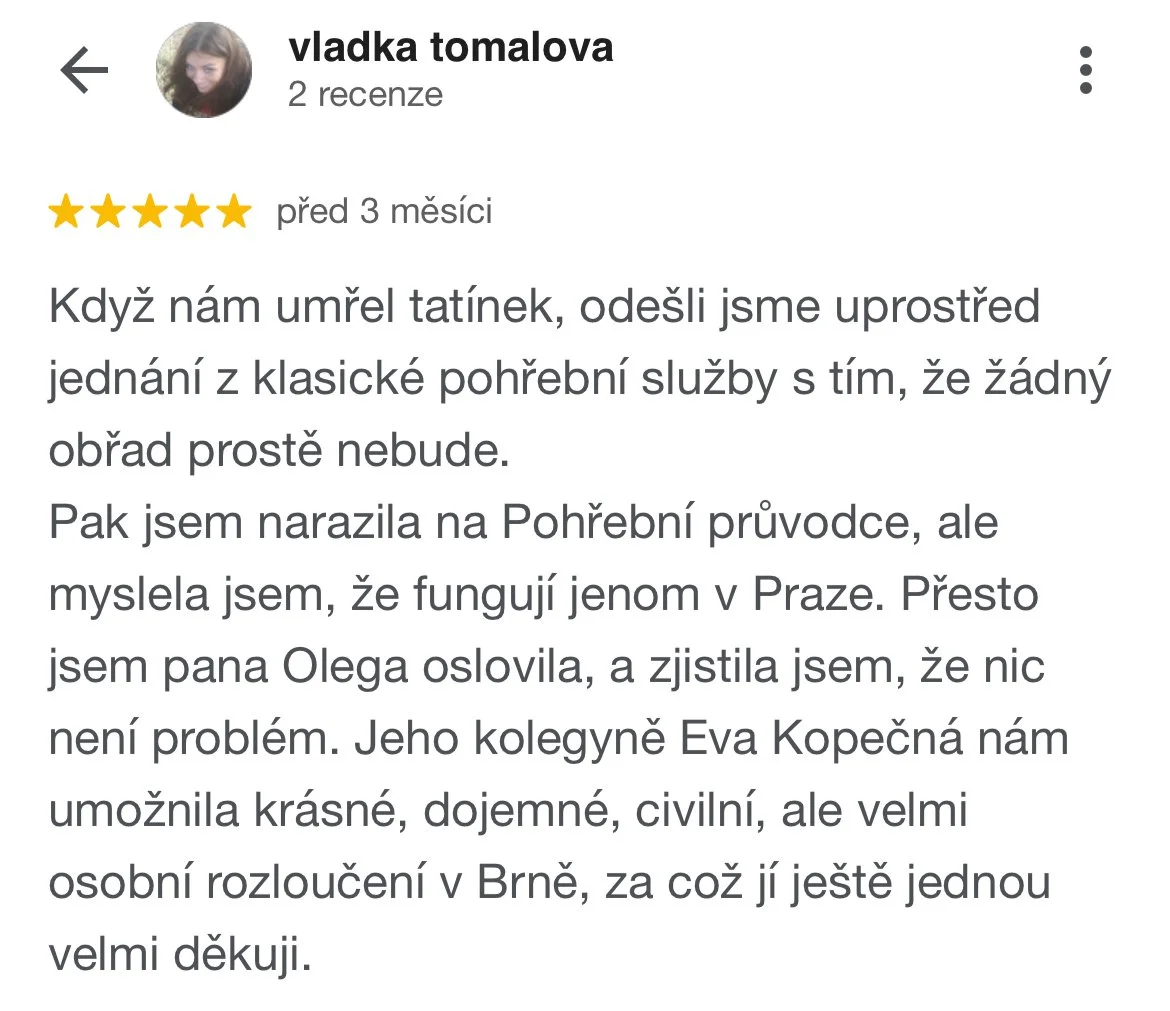 Pohřební průvodci - hodnocení, recenze Vlaďka Tomalová