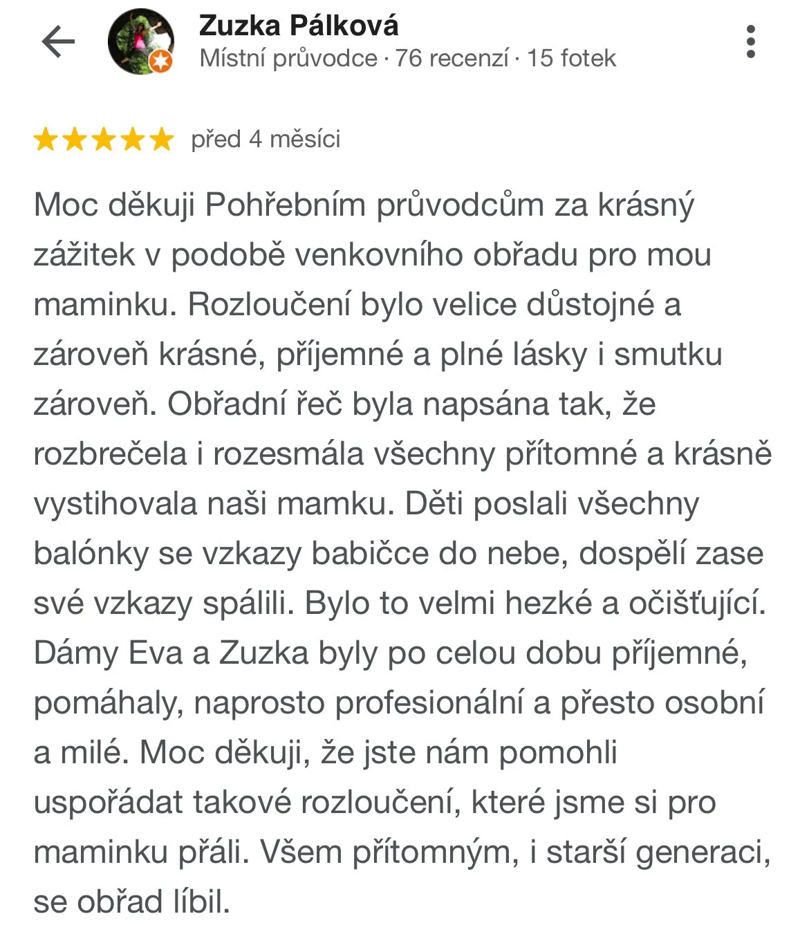 Pohřební průvodci - hodnocení, recenze Zuzana Pálková