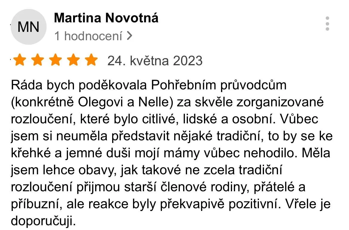 Pohřební průvodci - hodnocení, recenze Martina Novotná