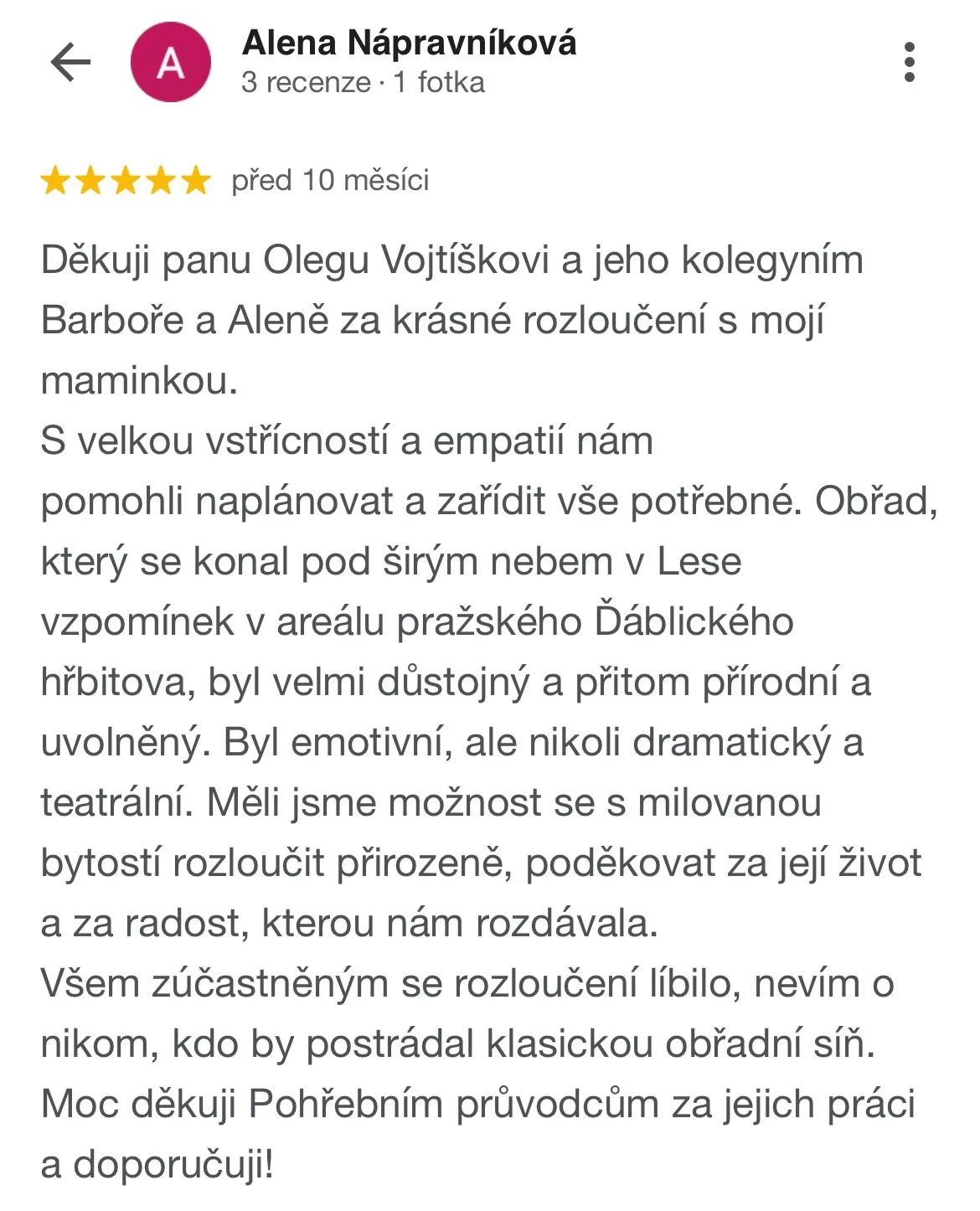 Pohřební průvodci - hodnocení, recenze Alena Nápravníková