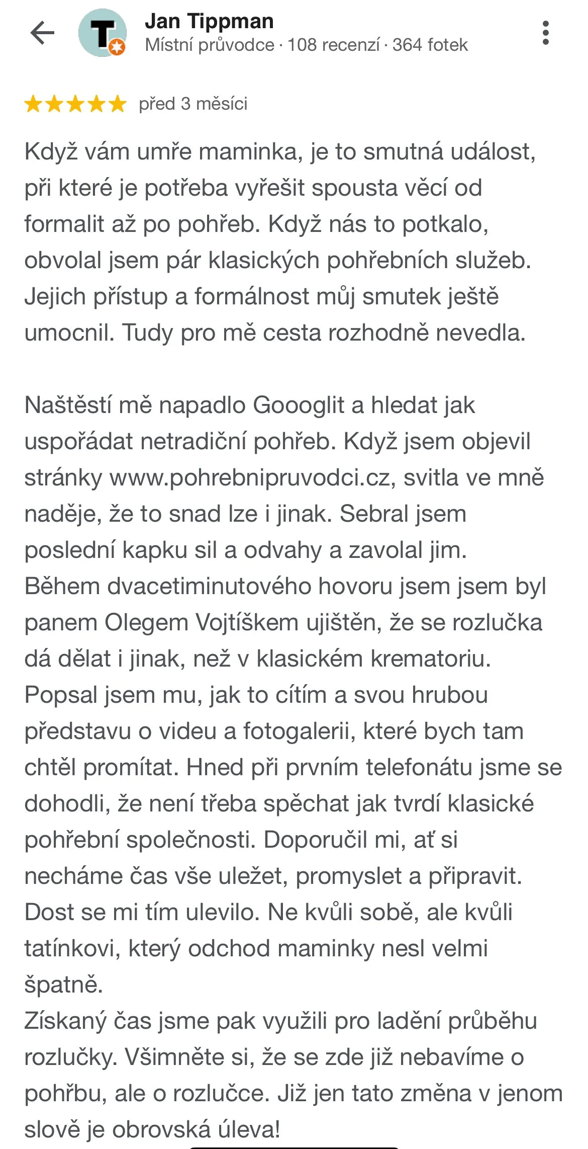 Pohřební průvodci - hodnocení, recenze Jan Tippman