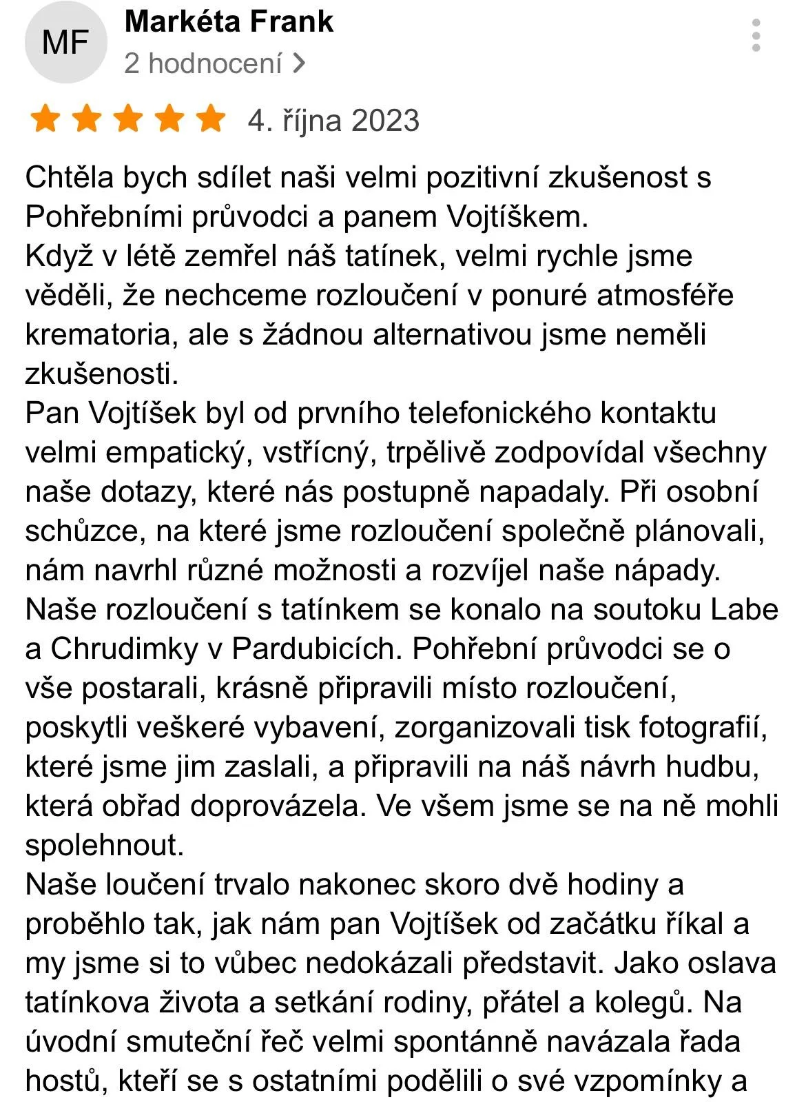 Pohřební průvodci - hodnocení, recenze Markéty Frank