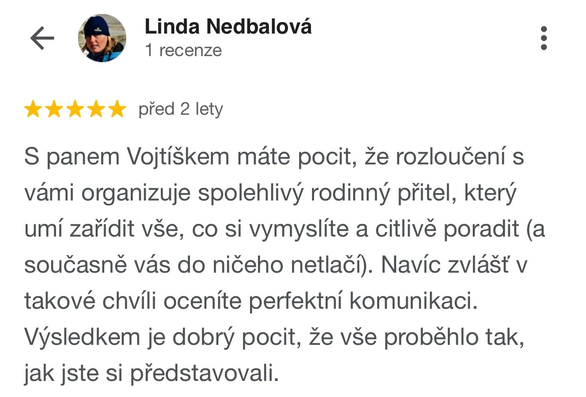 Recenze Pohřební průvodci Linda Nedbalová
