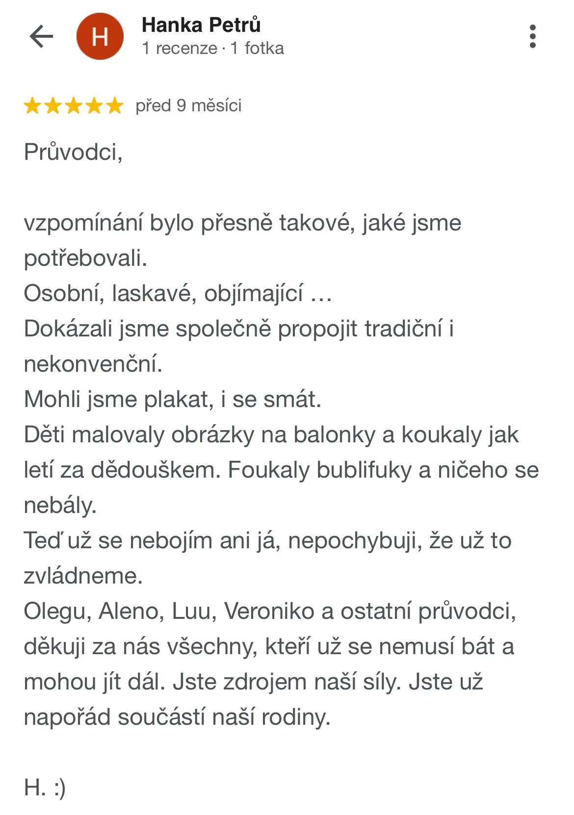Pohřební průvodci - hodnocení, recenze Hana Petrů