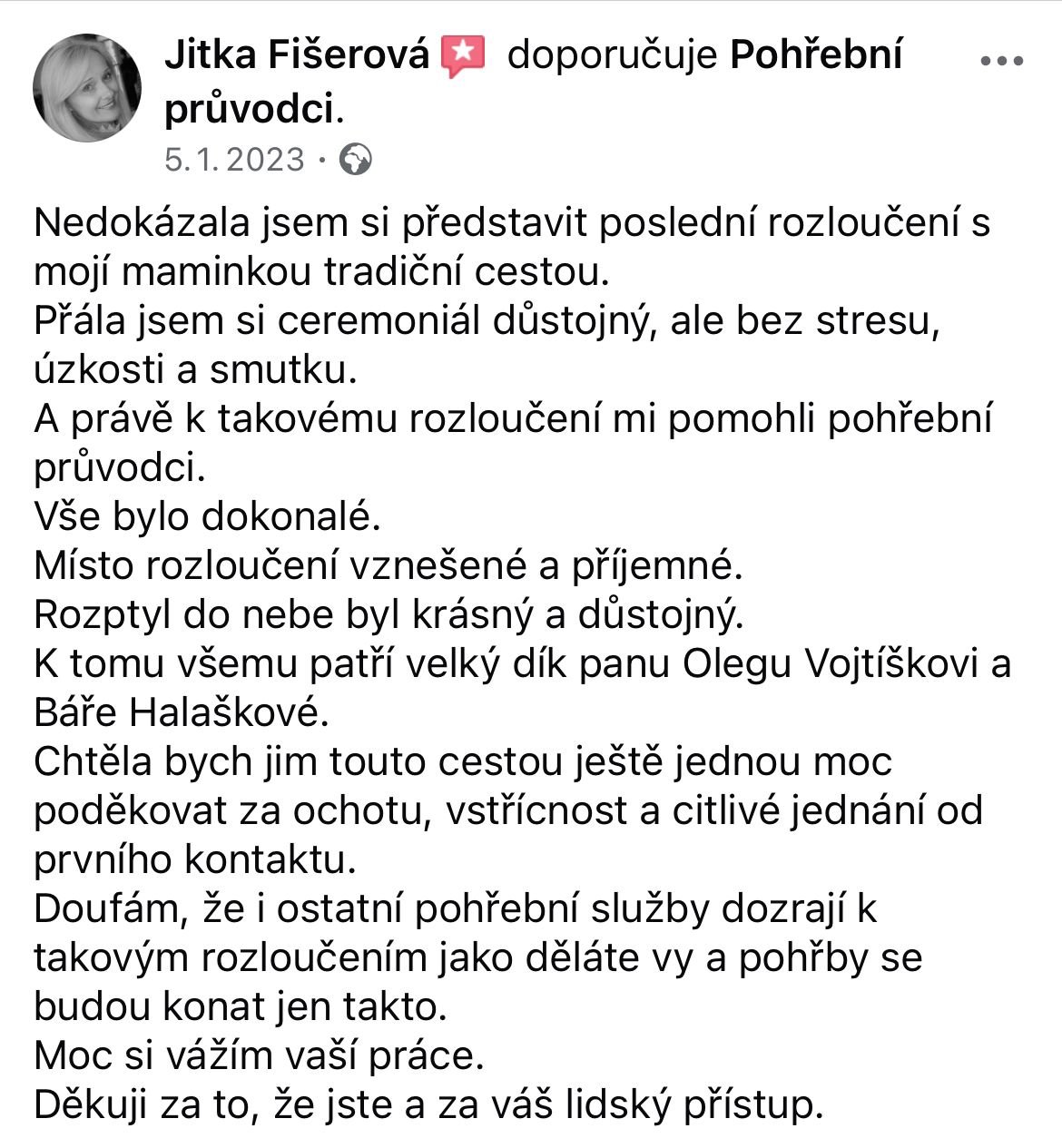 Pohřební průvodci - hodnocení, recenze Jitka Fišerová
