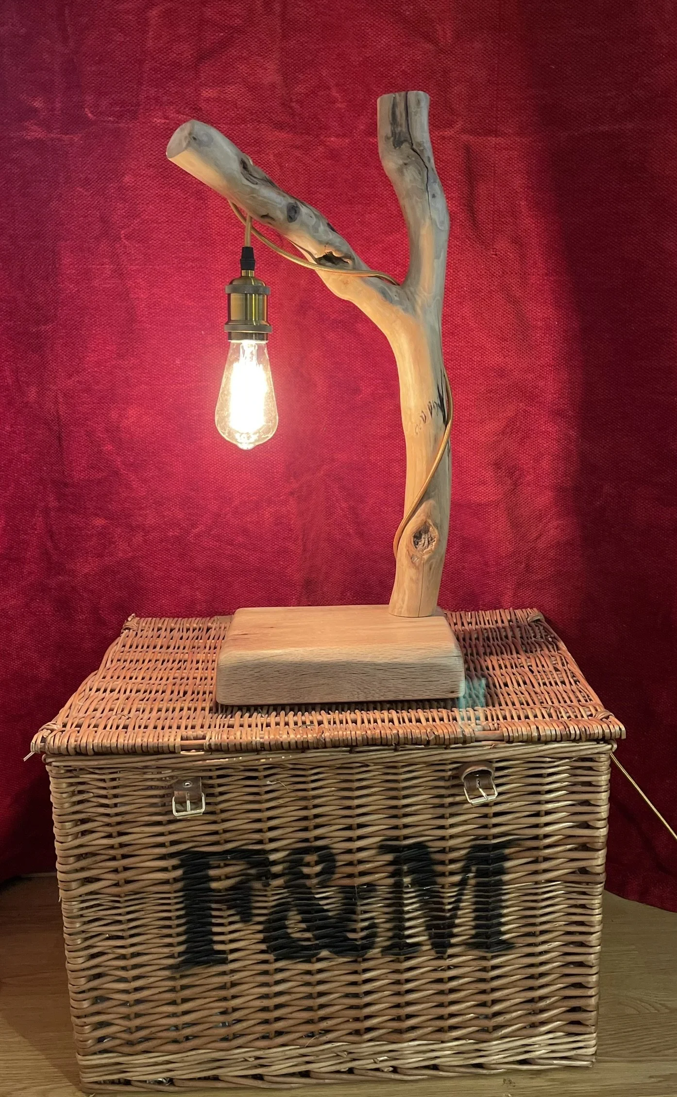 Rustic Handcrafted Wooden Branch Lamp