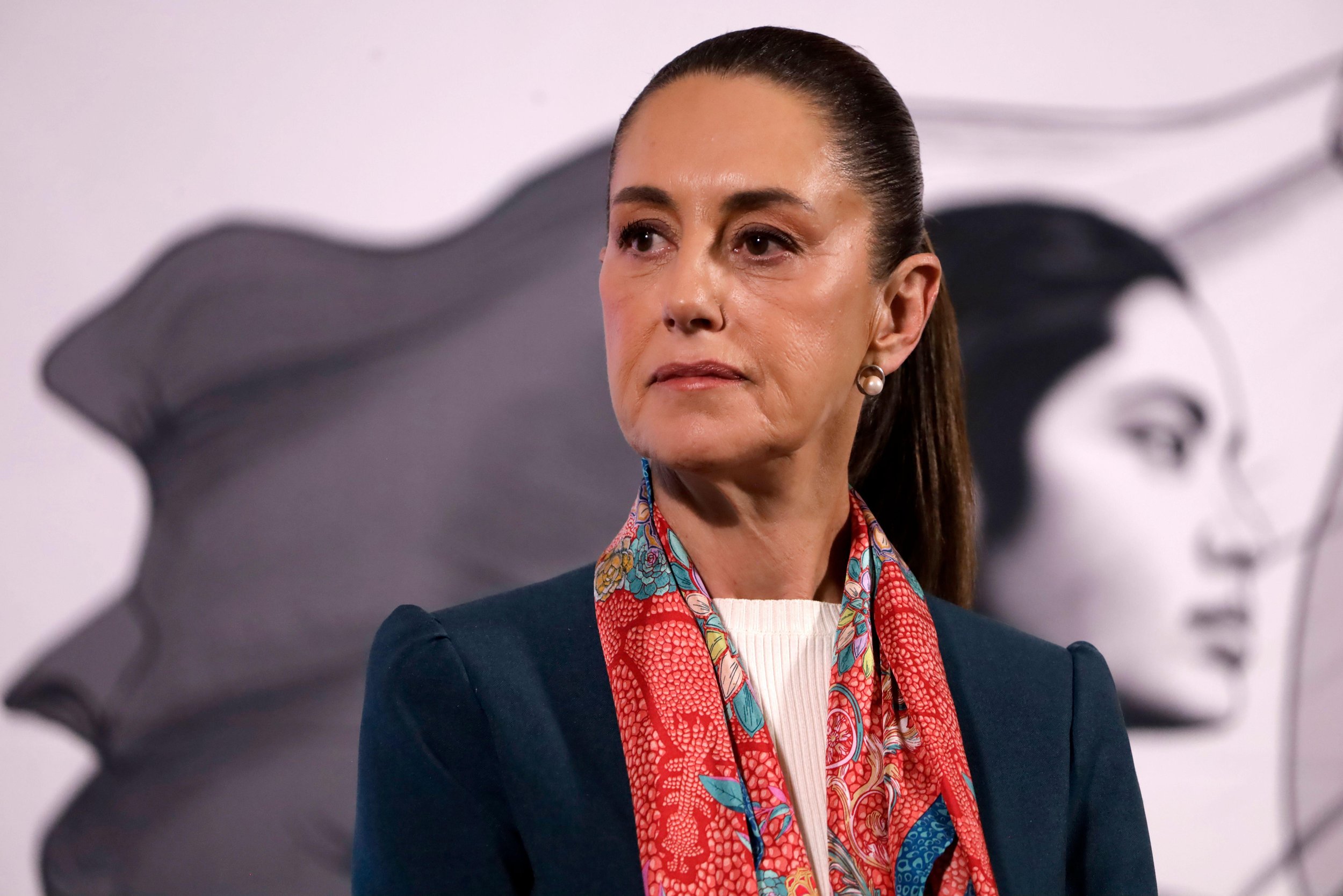 Mexican President Claudia Sheinbaum at a news conference