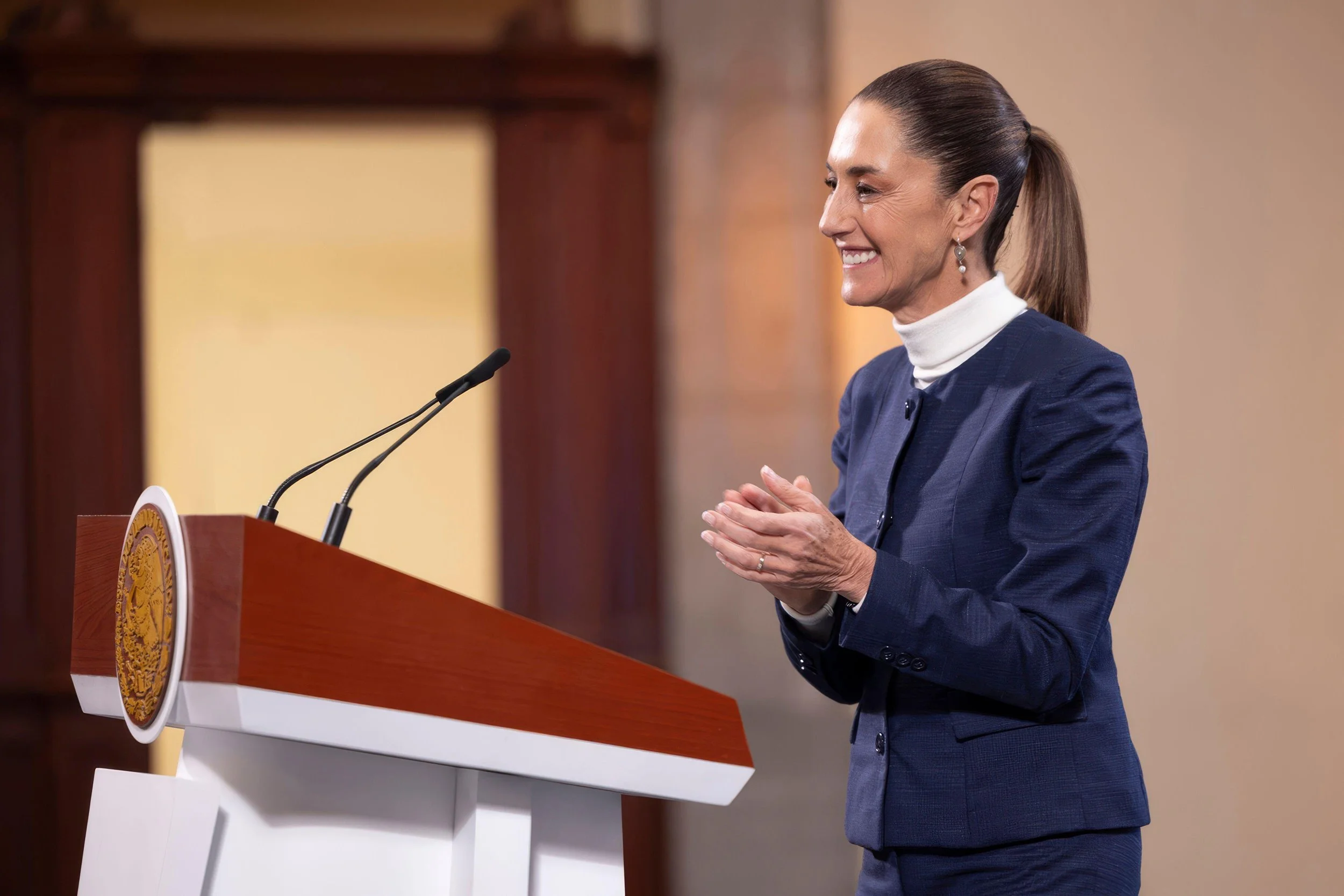 Mexican President Claudia Sheinbaum at a news conference