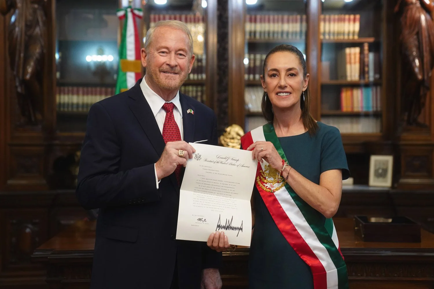 US Ambassador to Mexico Ron Jonson with President Claudia Sheinbaum