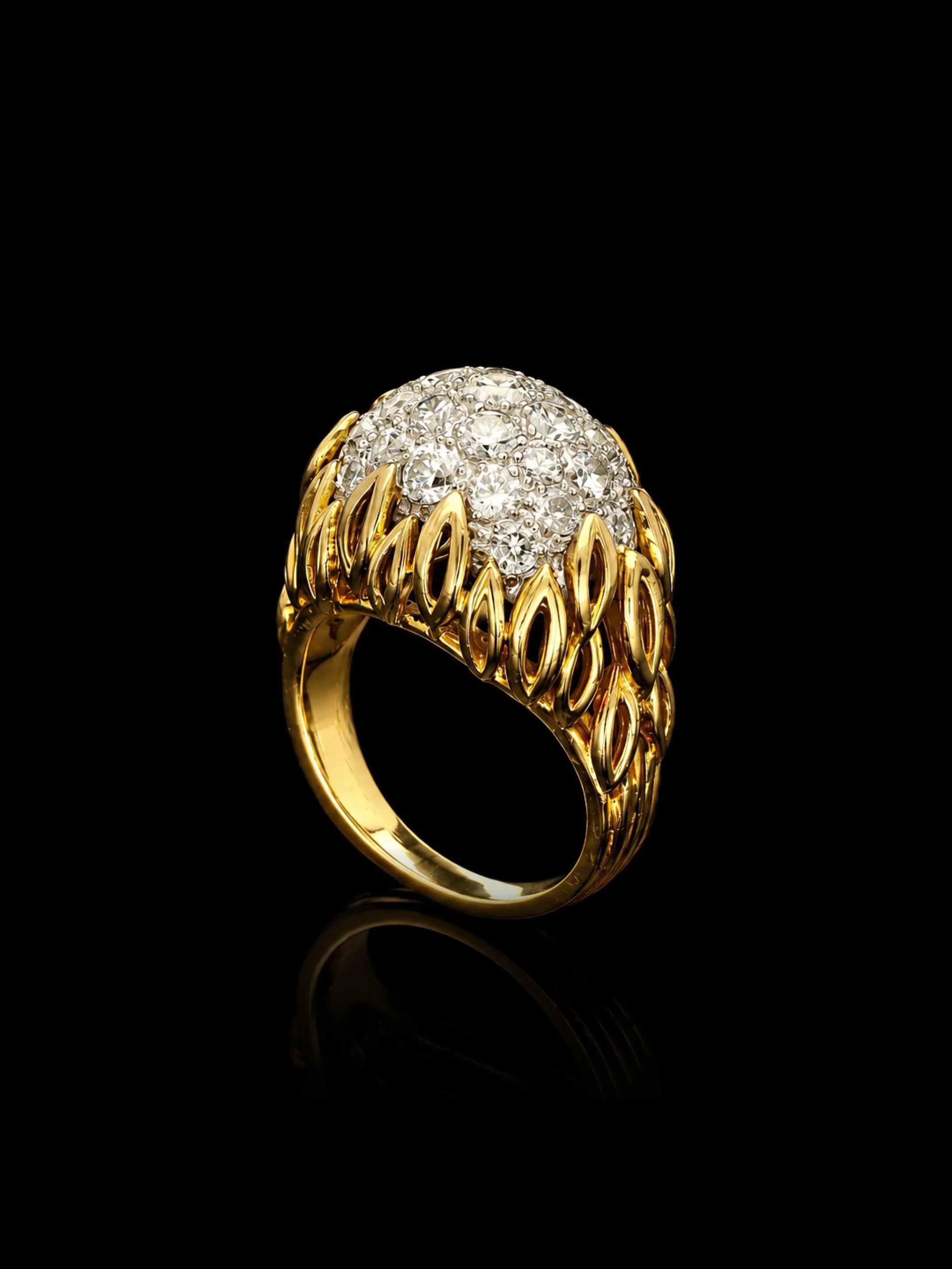 DIAMOND RING BY BOUCHERON

Set with round brilliant cut and old European cut diamonds. Estimated total diamond weight 2.40 carats. Estimated colour I-J on average. Estimated clarity SI on average. Diamonds are bright &amp; lively. Mounted in 18kt yel