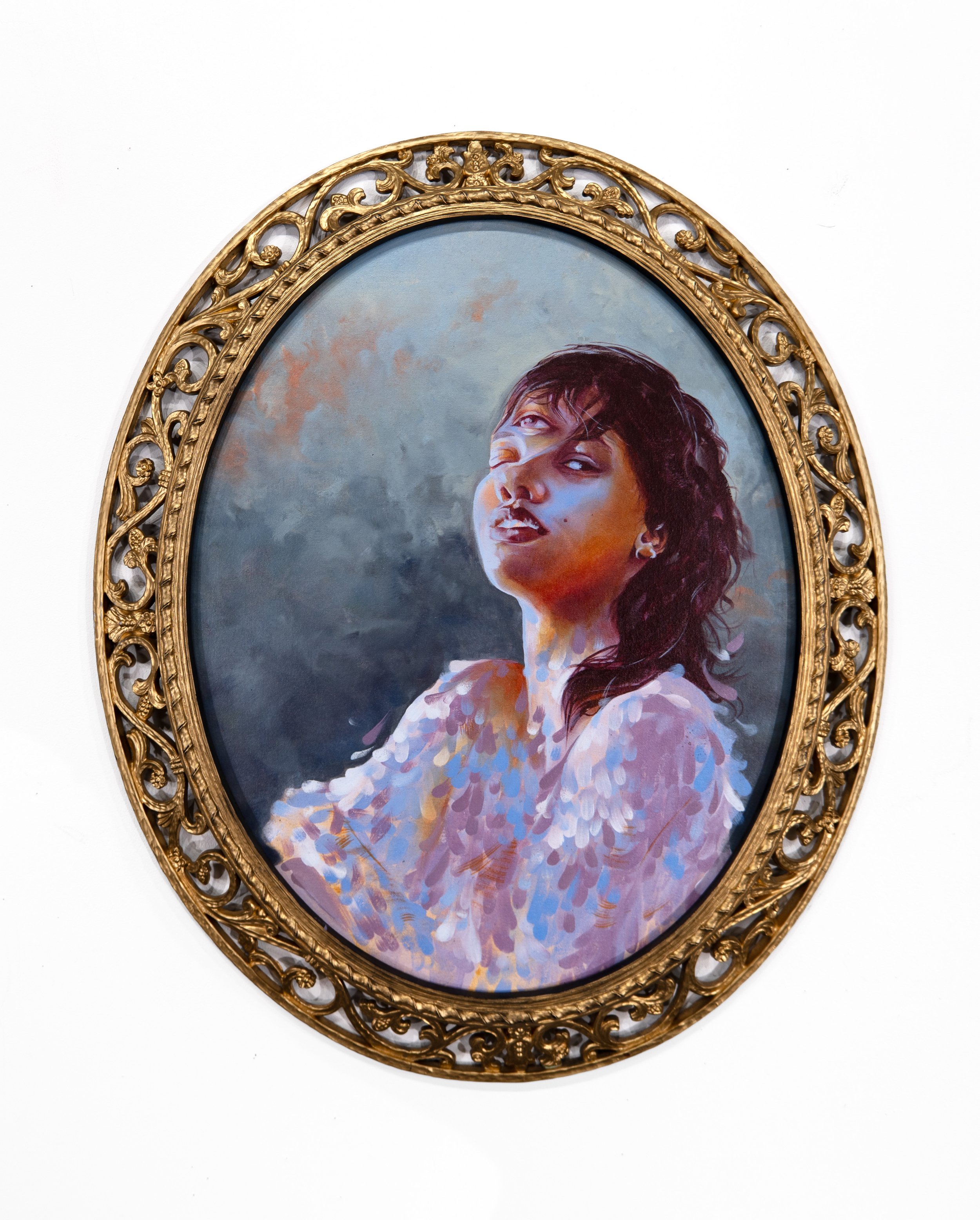 Portrait of Her (Portrait of Change)・Oil on canvas mounted in recycled mirror frame・2024