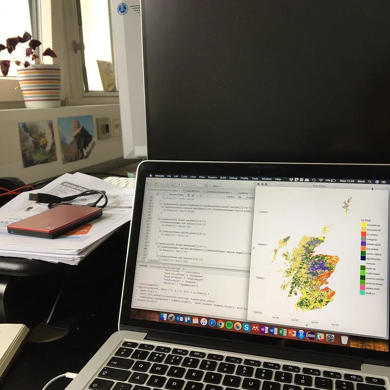 A laptop showing spatial analysis in progress