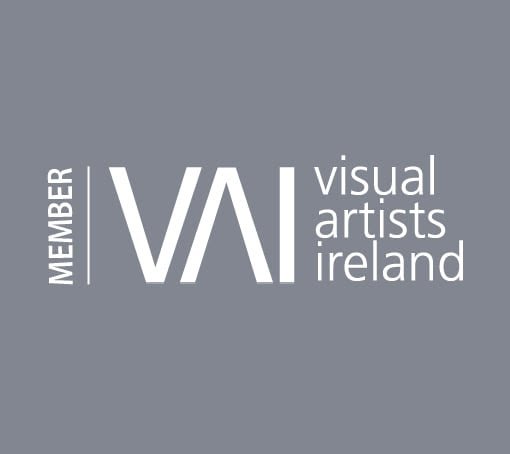 Logo of Visual Artists Ireland, a member organization, on a gray background.