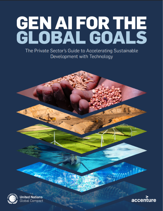 Cover of Generative AI for the Global Goals, a guide by the UN Global Compact and Accenture