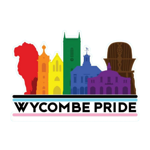 Colorful skyline of Waco, Texas with prominent buildings representing different styles, and the text 'Waco Pride' at the bottom.