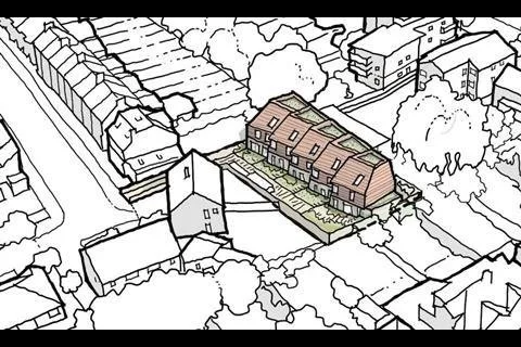 Demolition of existing garage site to aid the development of 5 new townhouses in South London. Meon Surveyors acted as Party Wall surveyors and general neighbourly matters role undertaking condition reports of numerous adjoining properties to safegu