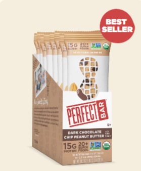 Perfect bar packaging for the dark chocolate chip peanut butter bar