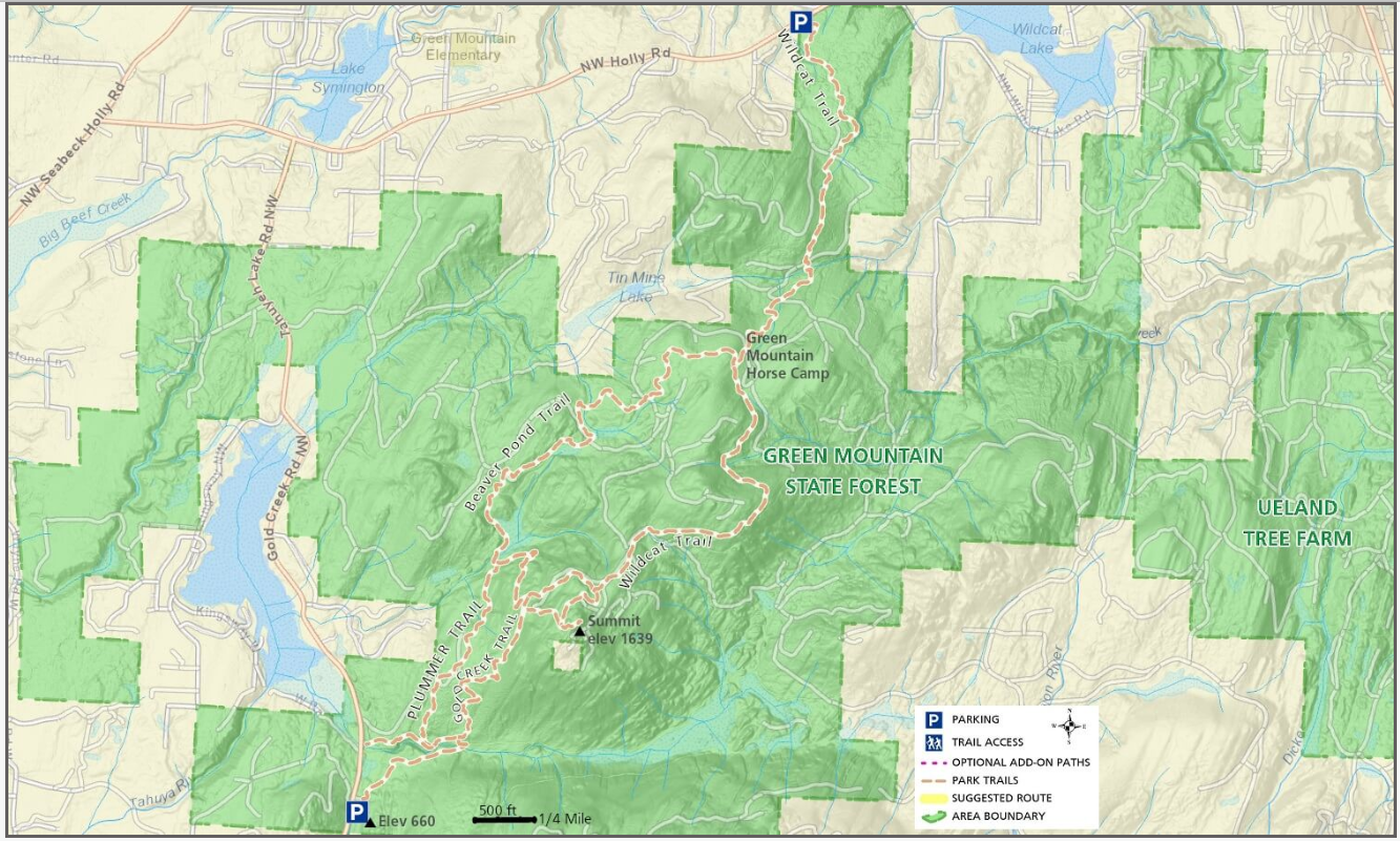 map of trails on Green Mountain