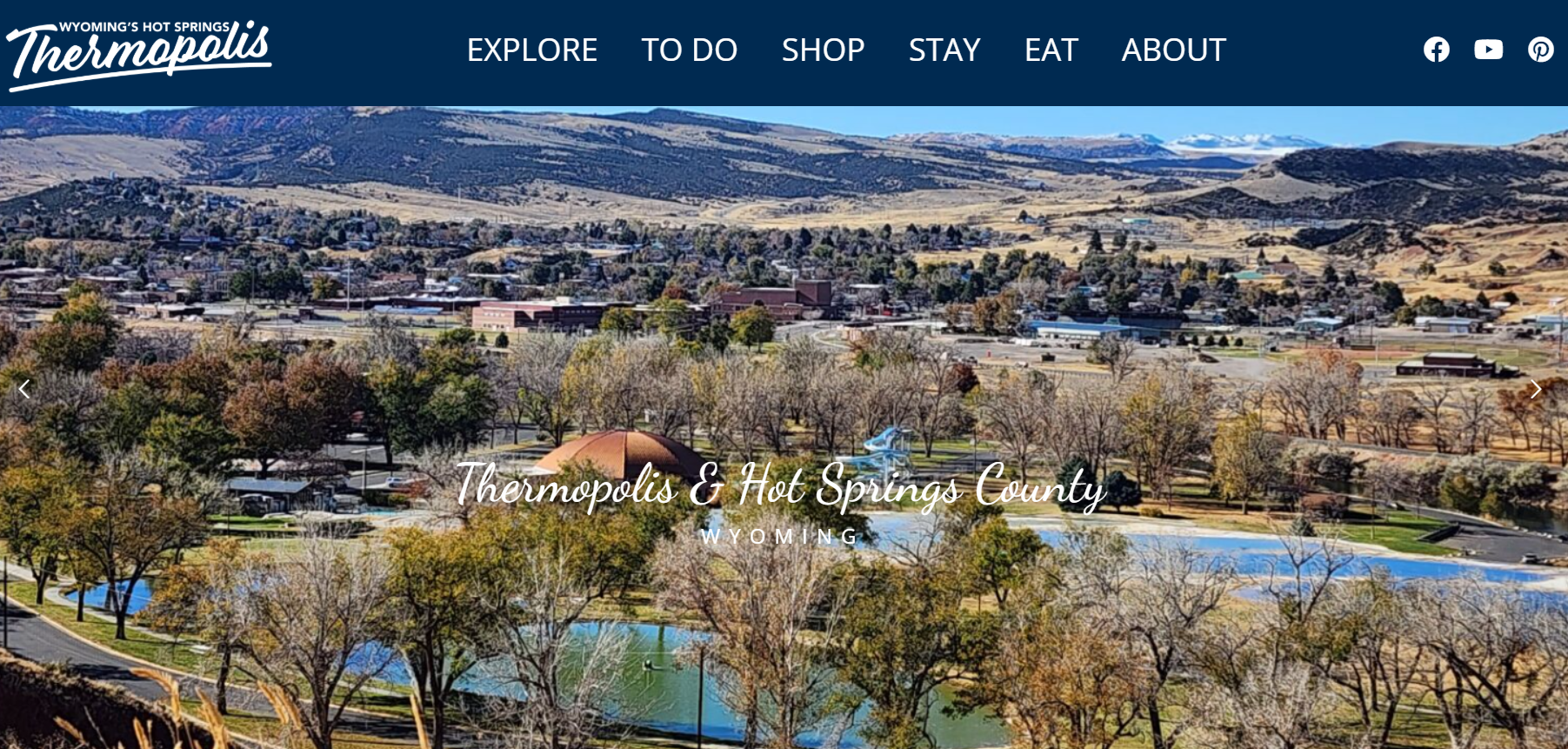snapshot of visit Thermopolis website that includes an image of the natural hot springs