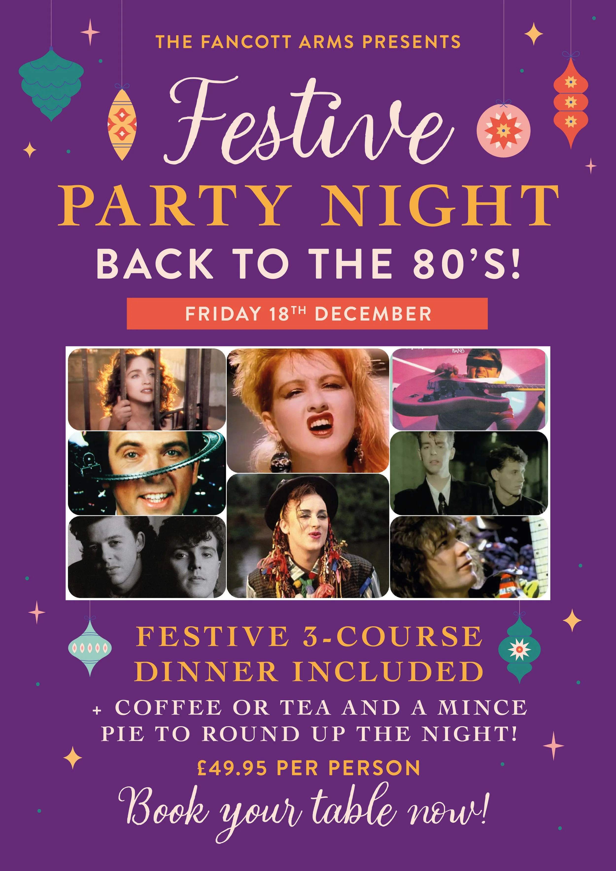 Festive Party Night – Back to the ’80s – Friday 18th December