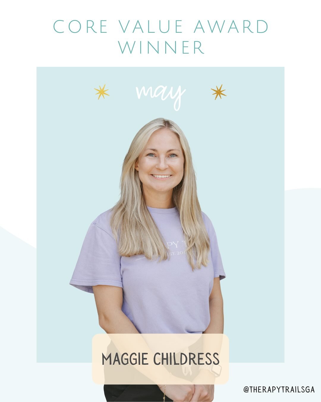 Taking a moment to celebrate our May Core Value Award Winner, Ms. Maggie! 🏆 Her kindness is unmatched, and she&rsquo;s such a valuable therapist and coworker around the office. Thank you for everything Ms. Maggie!! 🥳
#BeKind #Winner 

Augusta | Bus