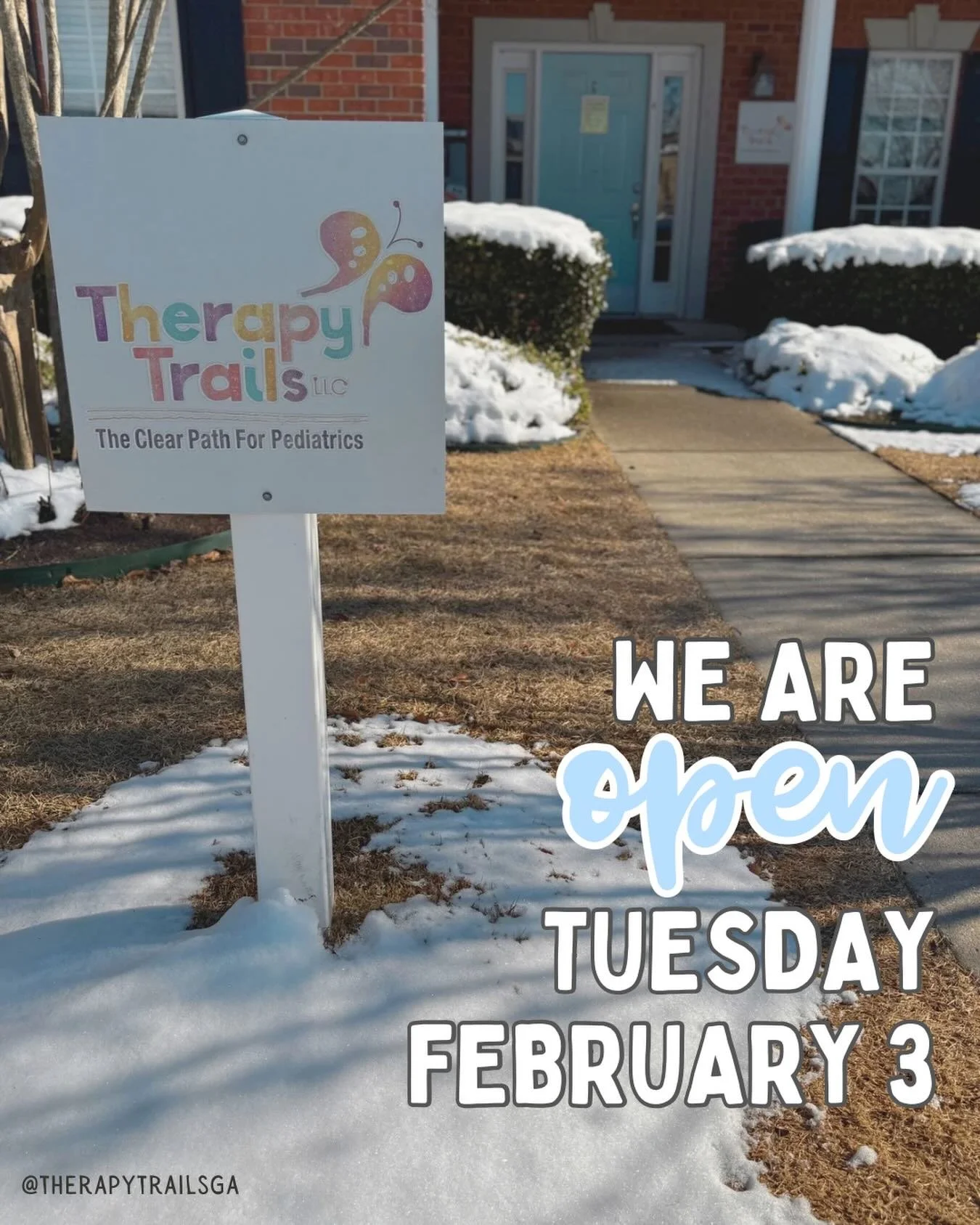 Snow, thanks for the memories&mdash;but we&rsquo;ll see everyone back in the office tomorrow! ❄️👋 #SnowDay 

Augusta | Business | Pediatric Therapy | Speech Therapy | Occupational Therapy | Physical Therapy | Georgia | Therapy Trails