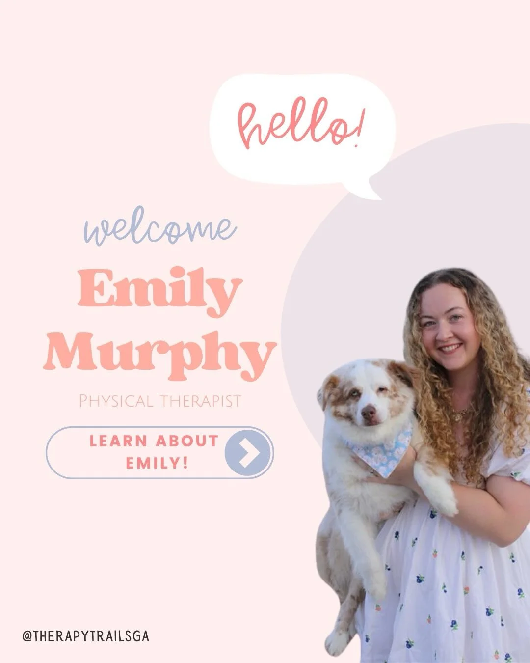 Hi and Hello to our newest physical therapist, Emily! 👋 We are thankful for her already, and we know you will enjoy getting to know her as much as we have. Welcome Emily! 🏃&zwj;♀️❤️ #Welcome #Coworkers 

Augusta | Business | Pediatric Therapy | Spe