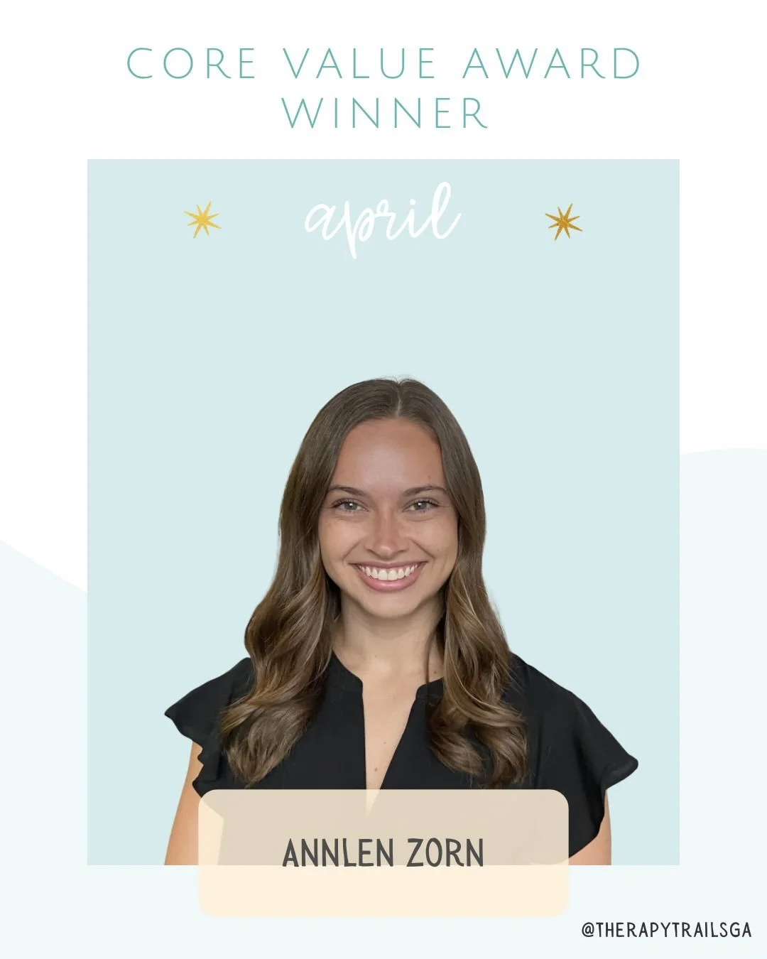 Celebrating our April Core Value Winner, Mrs. Annlen! ✨ She is so knowledgeable and is always going the extra mile. We&rsquo;re better because of her! Congrats Annlen! 🏆
#Winner 

Augusta | Business | Pediatric Therapy | Speech Therapy | Occupationa