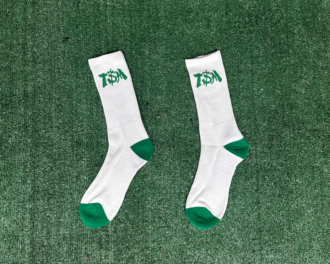 White & Green Socks