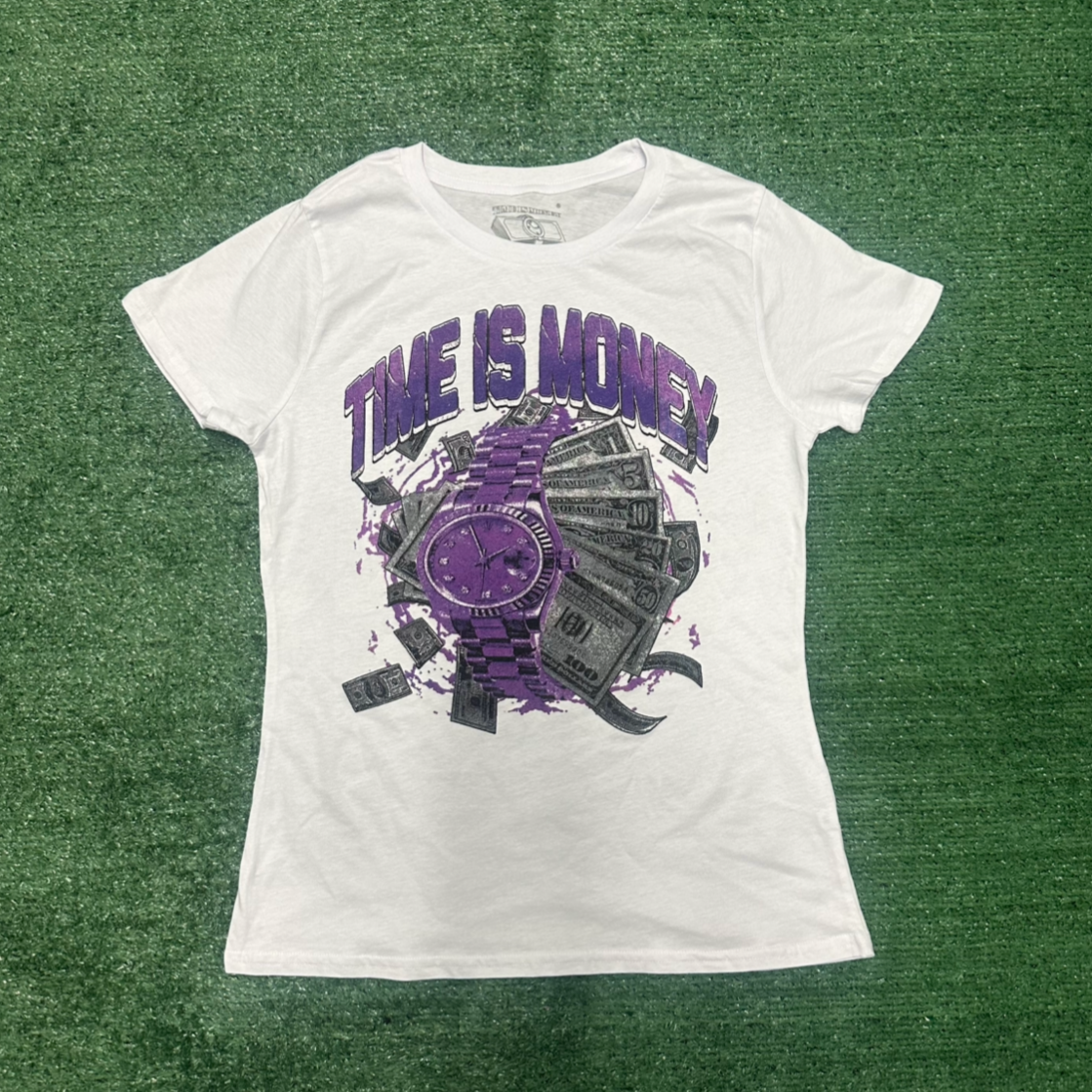 Female White & Purple T-Shirt
