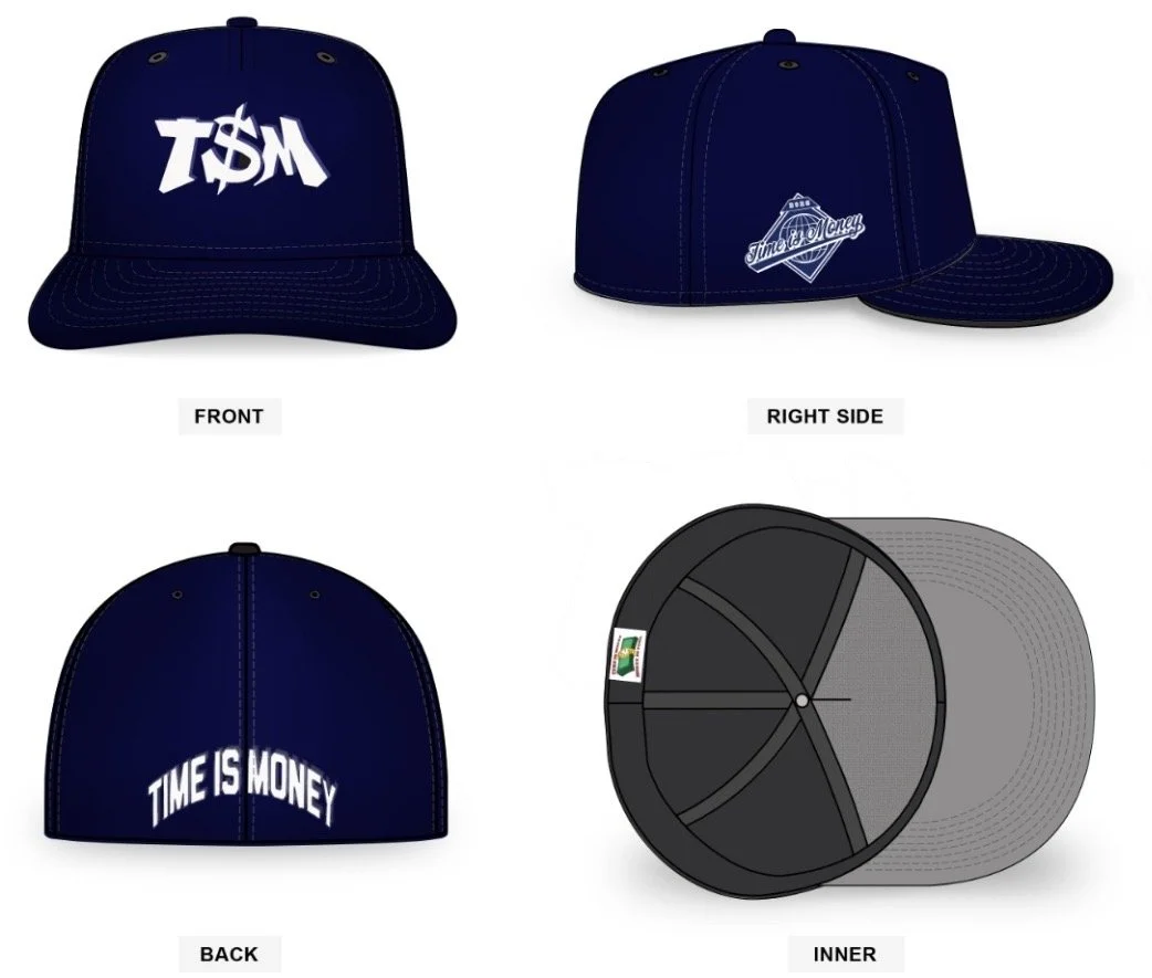 Navy Blue & White Fitted Hat