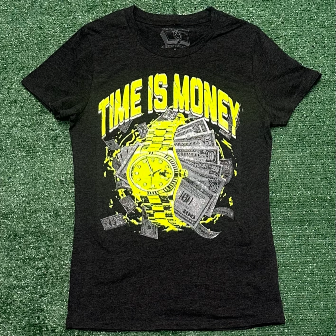 Female Charcoal & Lime Green T-Shirt