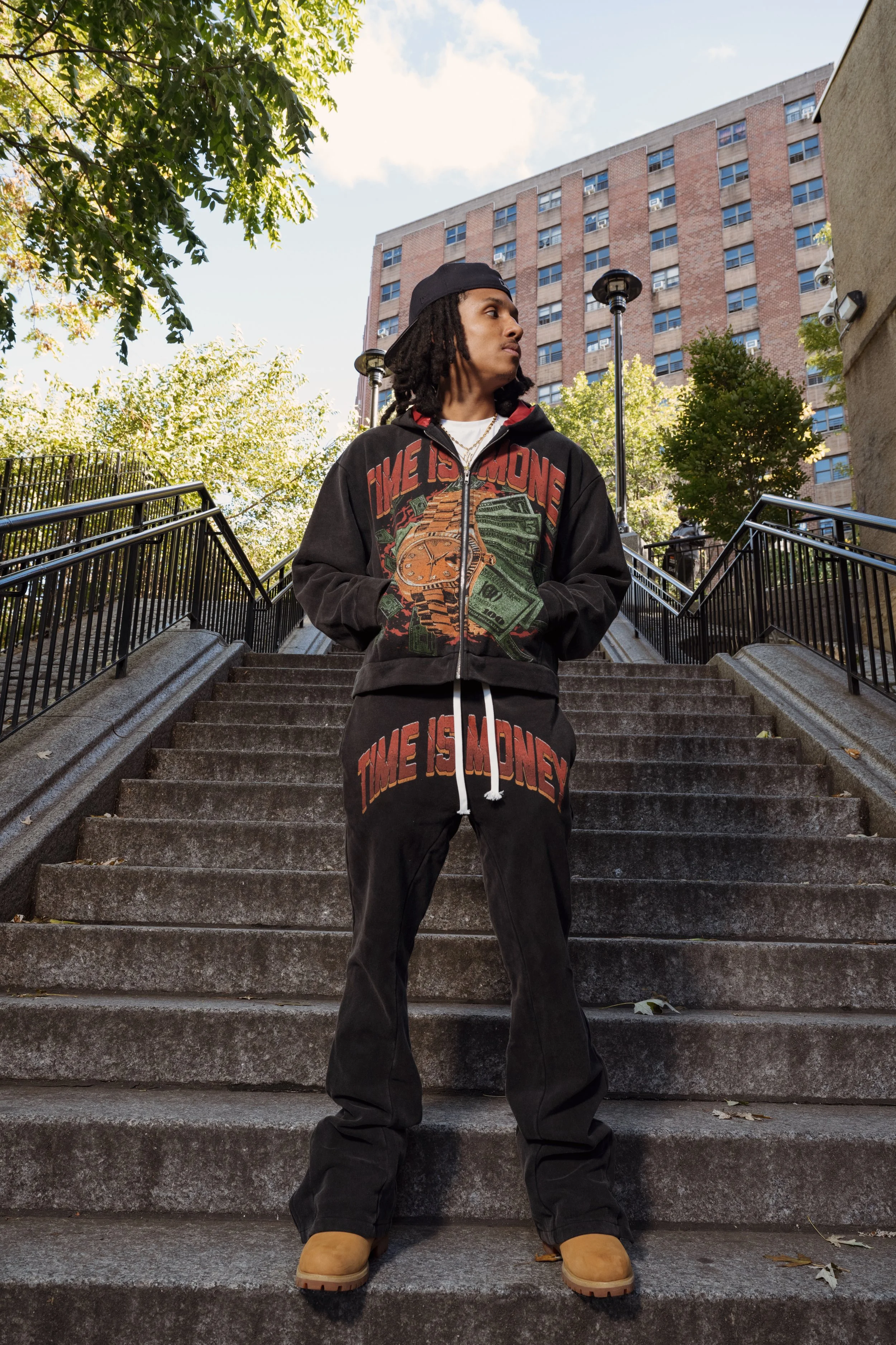 Acid Washed Cropped Cut Flare Sweat Suit