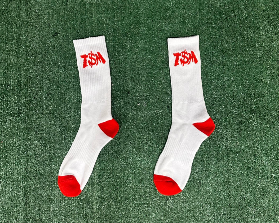 White & Red Socks