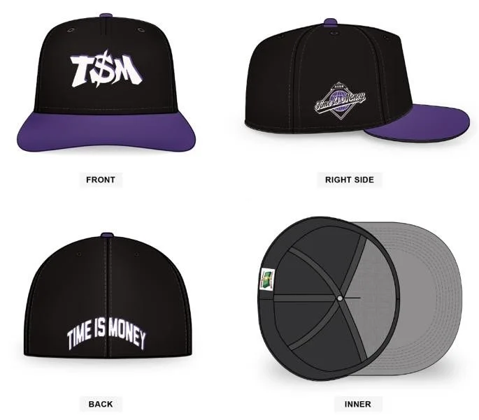 Black & Purple Fitted Hat