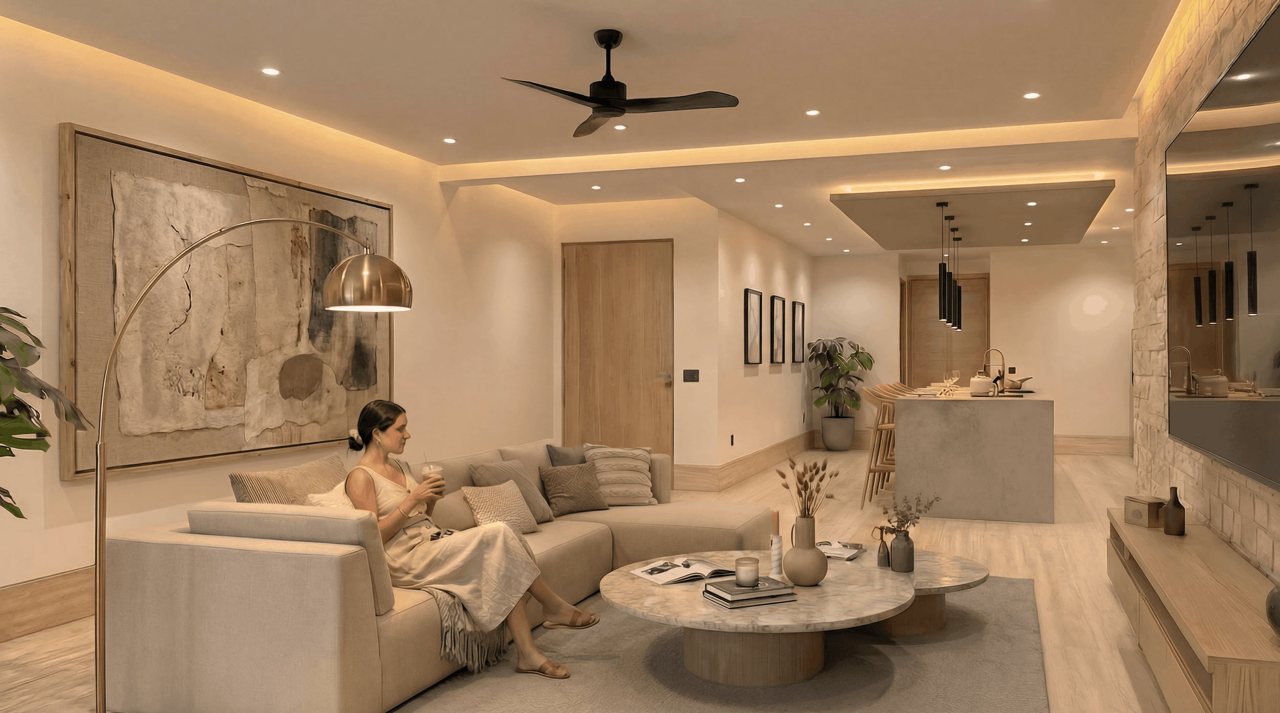 Luna Azul Puerto Aventuras Condos - Sala 2.png