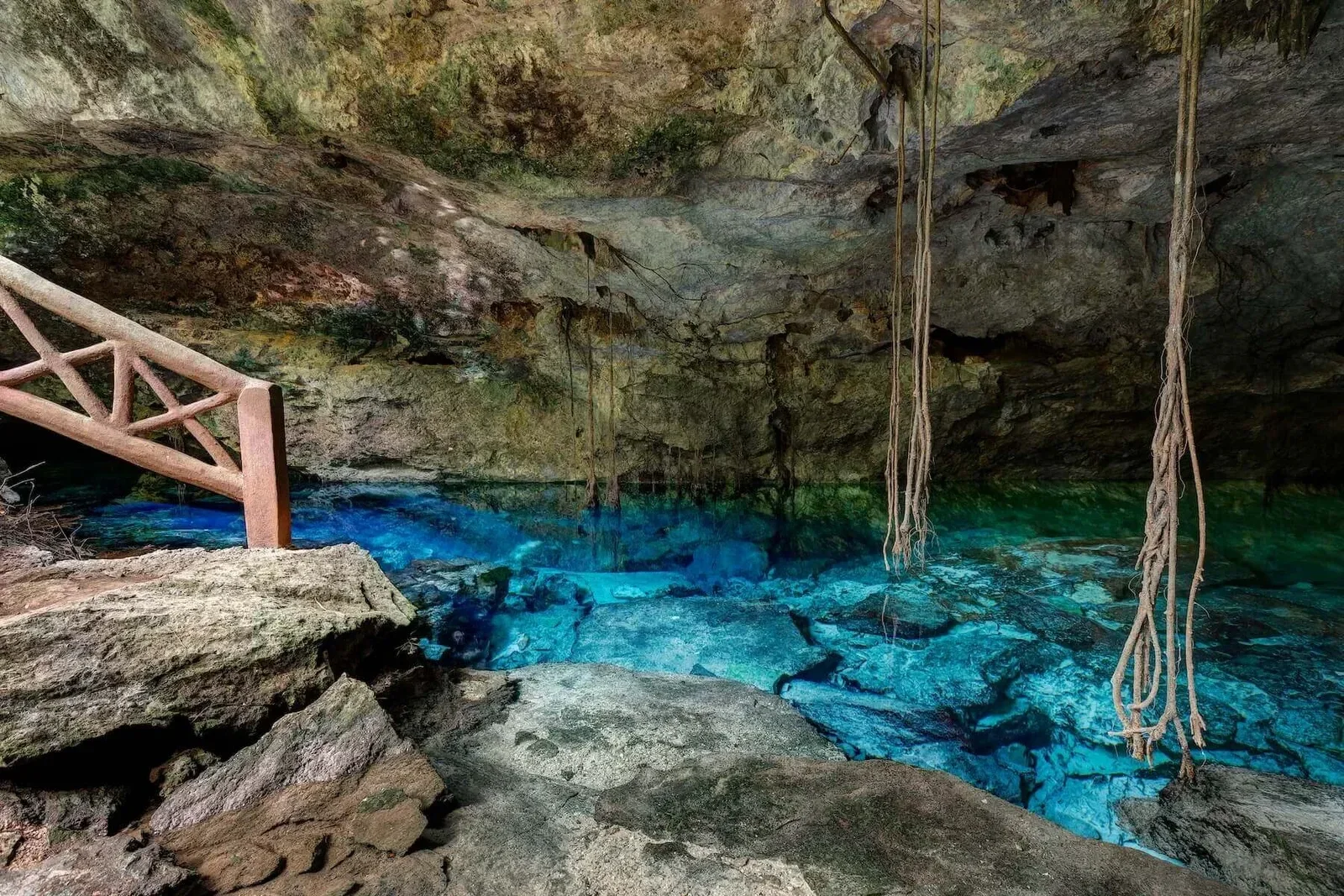Cenote Kin-Ha near Puerto Morelos, a popular jungle cenote with open-air swimming areas